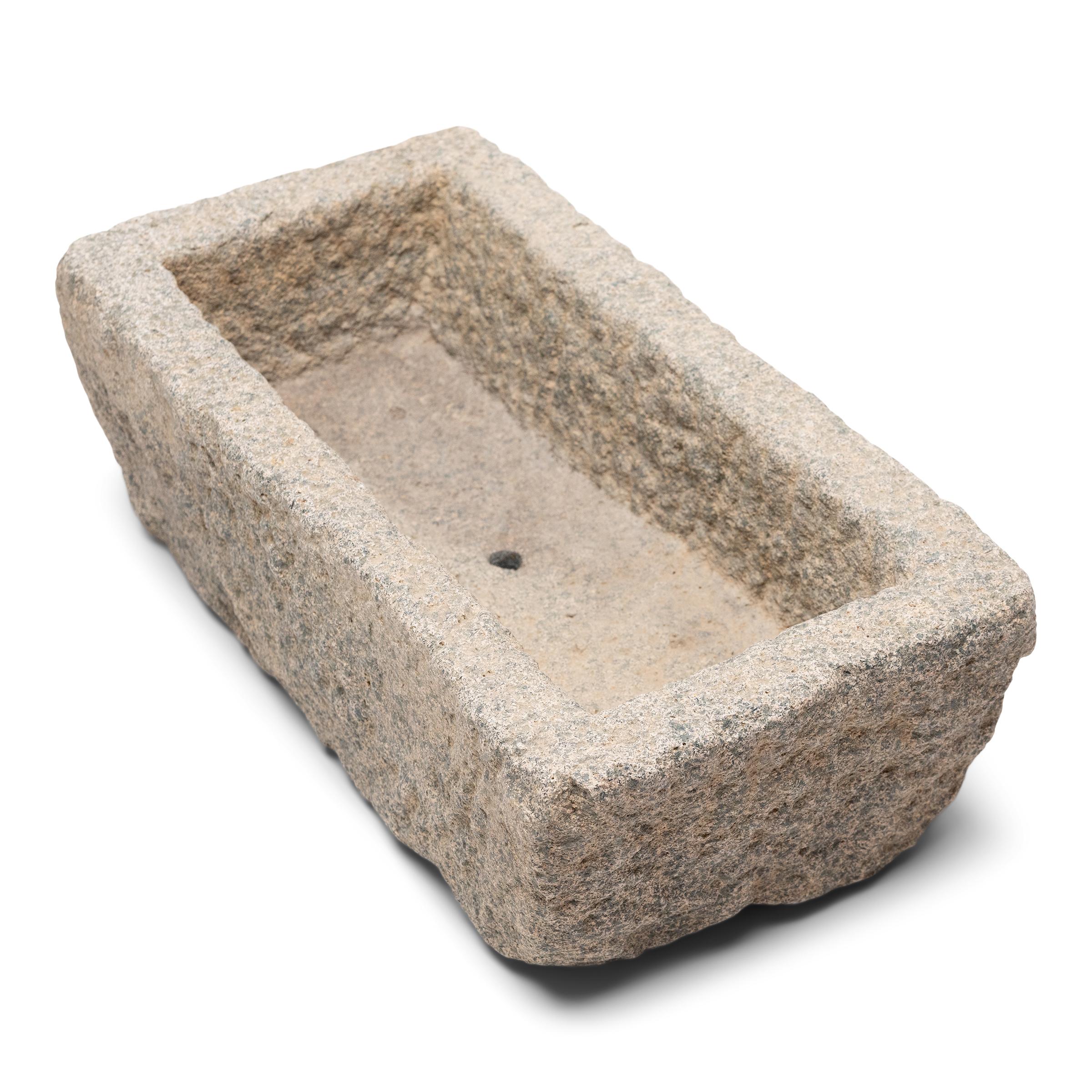 Hand-Carved Chinese Stone Garden Trough, c. 1850 For Sale