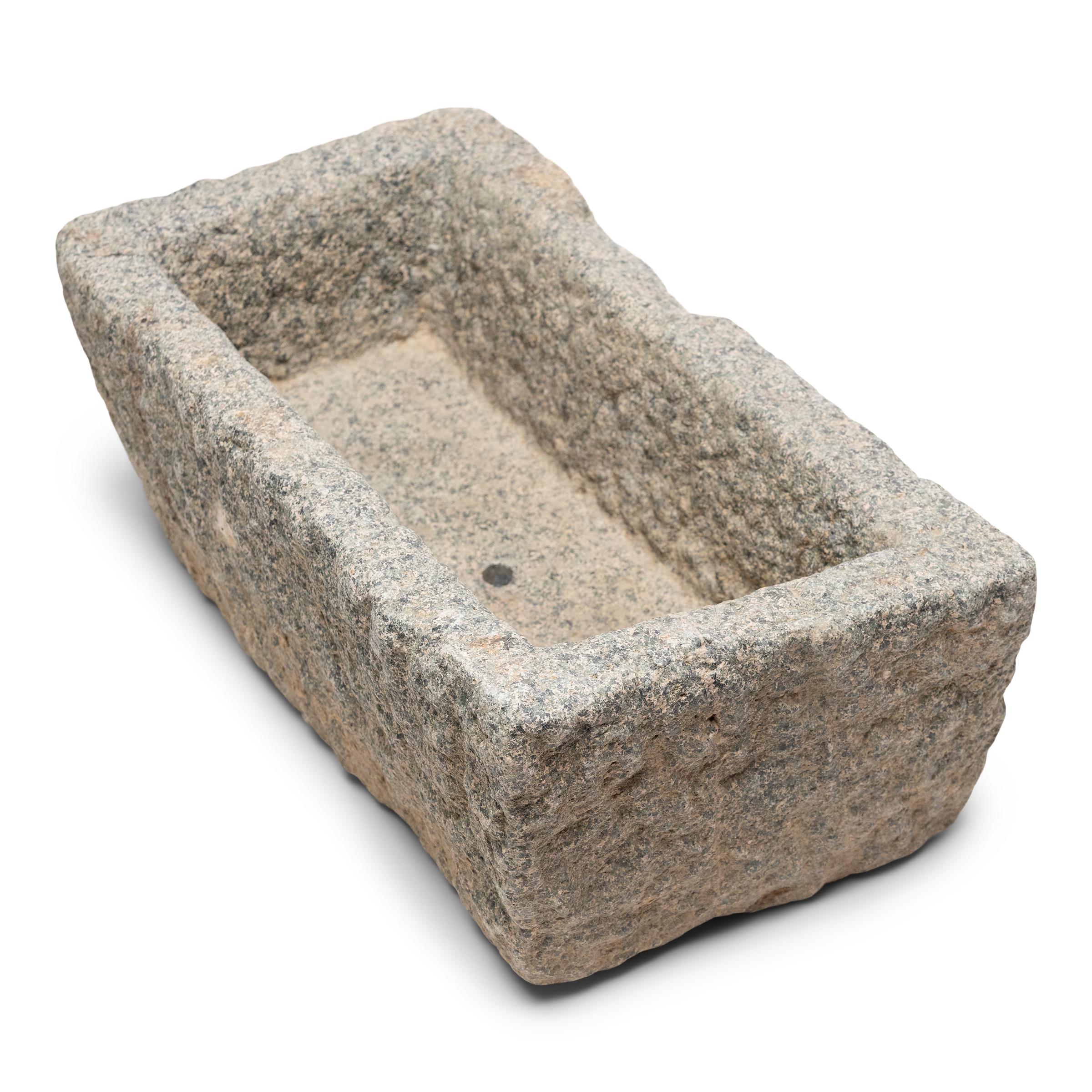 Hand-Carved Chinese Stone Garden Trough, c. 1850 For Sale
