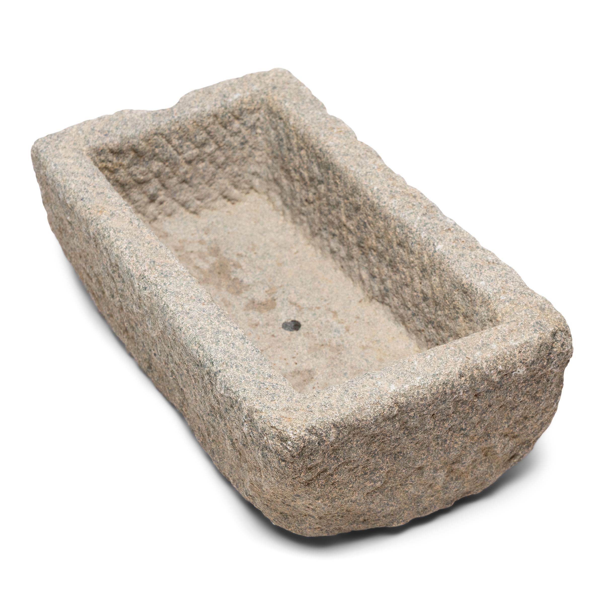 Hand-Carved Chinese Stone Garden Trough, c. 1850 For Sale