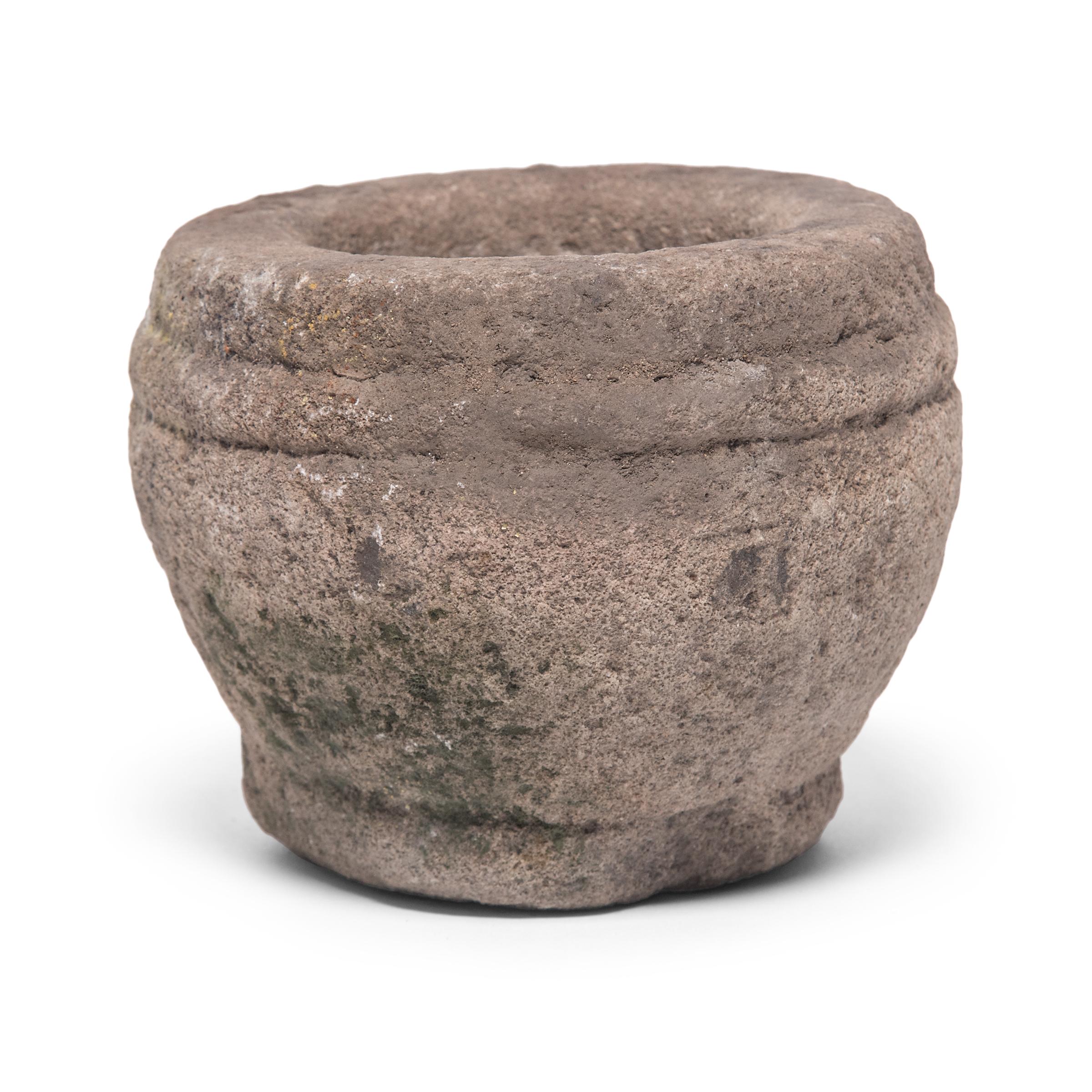 Hand-Carved Chinese Stone Garlic Mortar, circa 1900