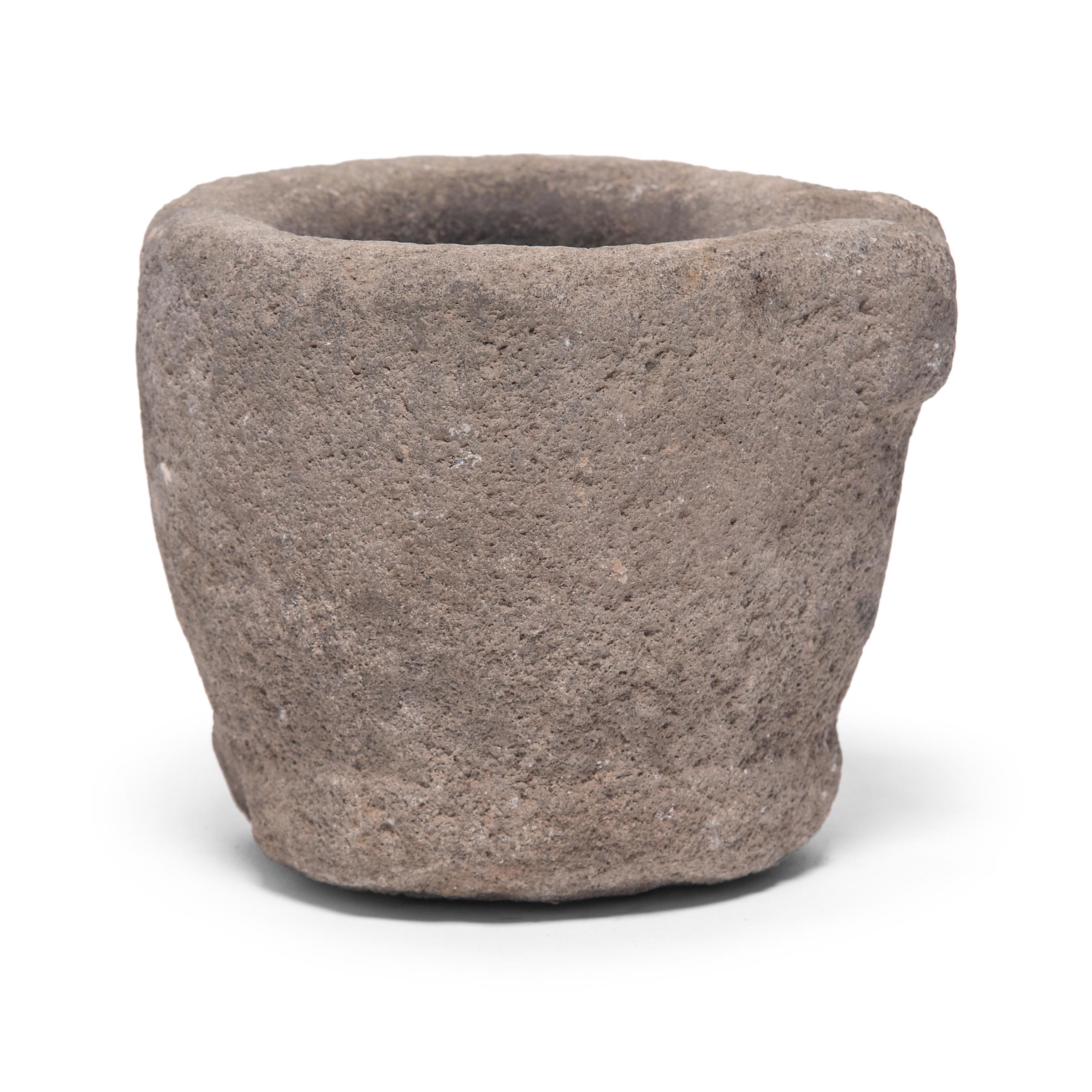 Rustic Chinese Stone Garlic Mortar, circa 1900
