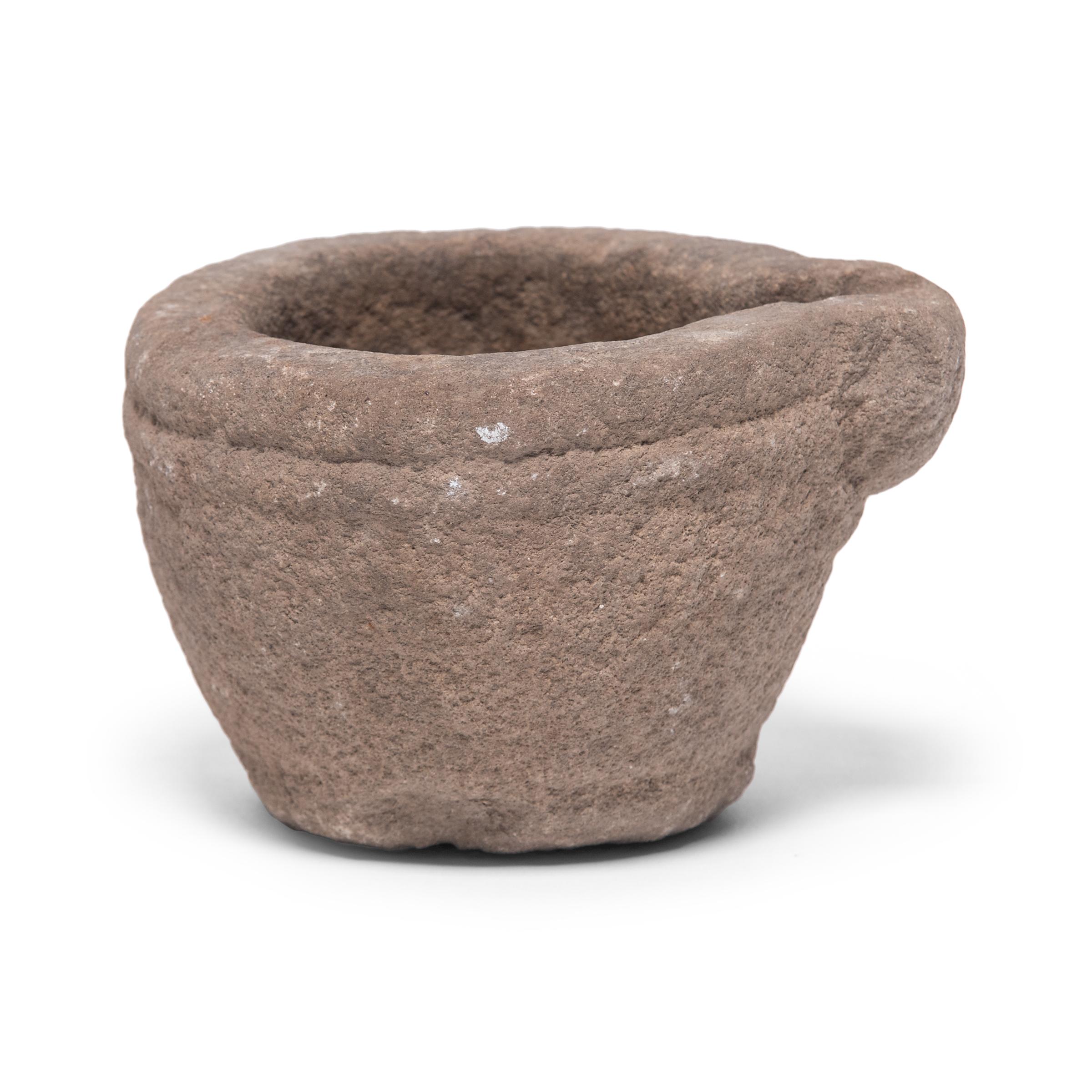 Rustic Chinese Stone Garlic Mortar, circa 1900