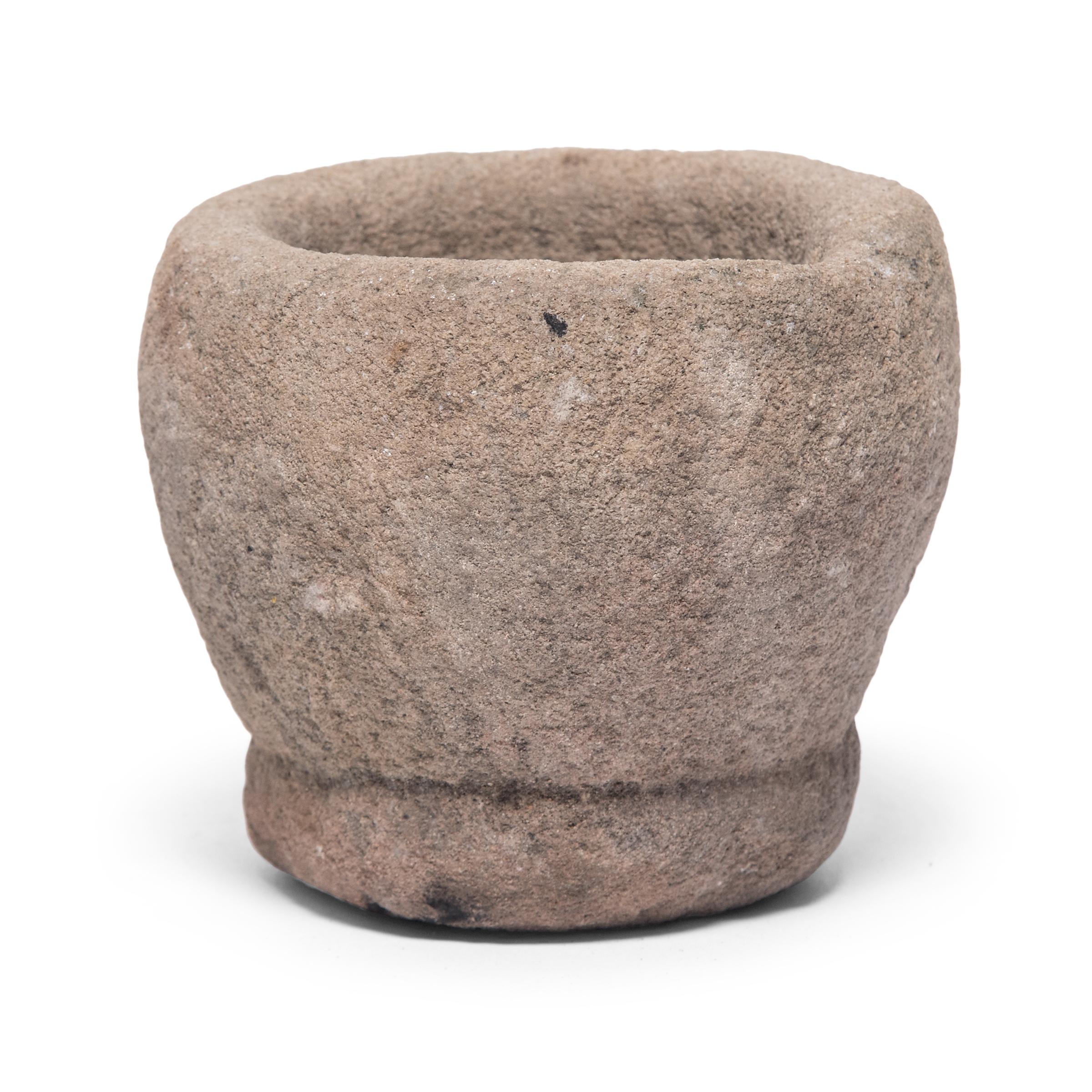 Hand-Carved Chinese Stone Garlic Mortar, circa 1900