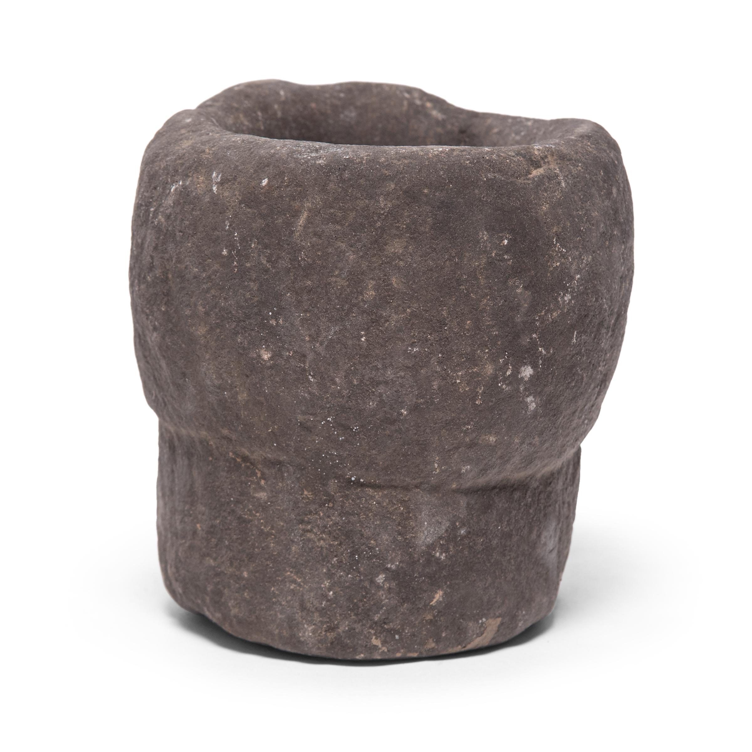 Hand-Carved Chinese Stone Garlic Mortar, circa 1900