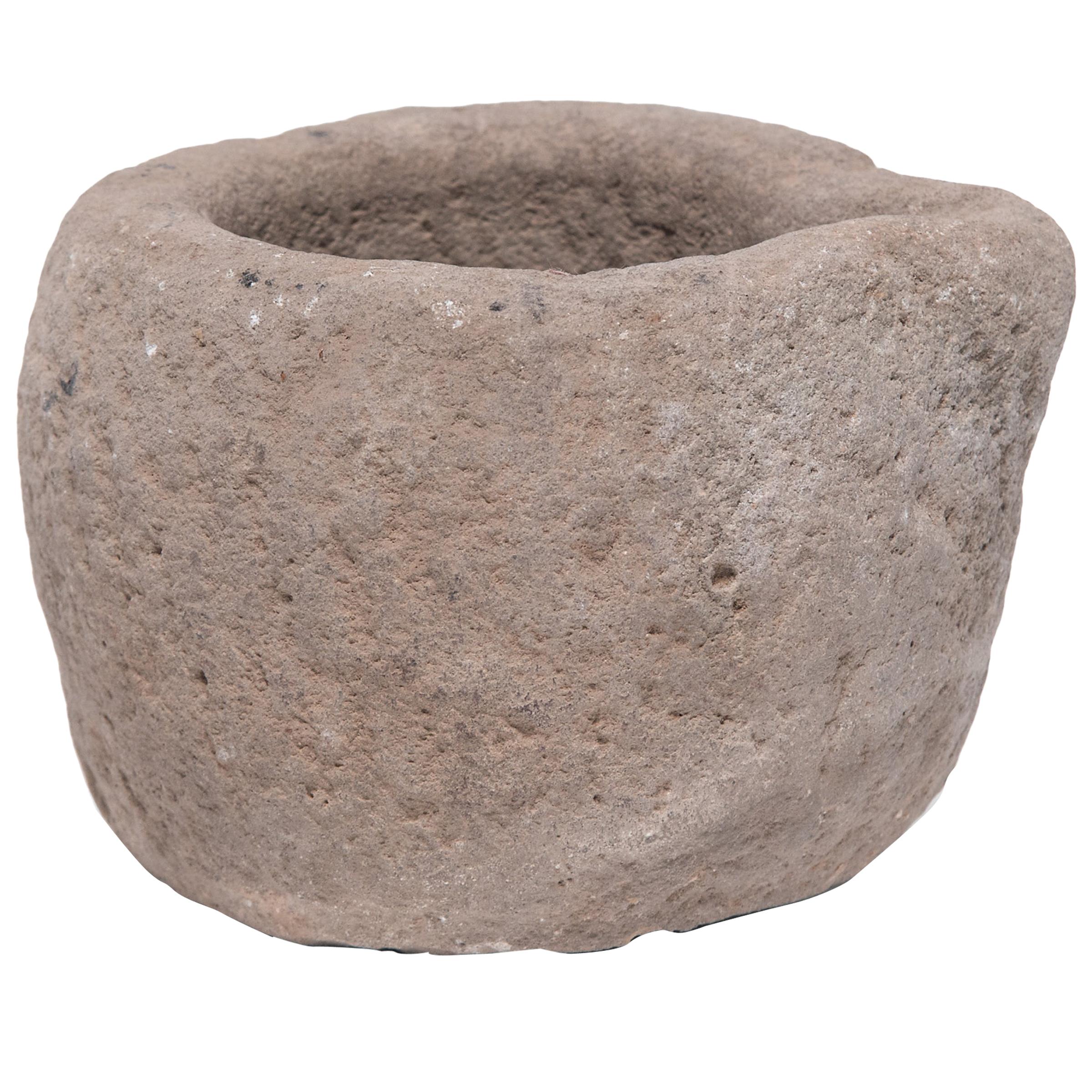 Chinese Stone Garlic Mortar, circa 1900