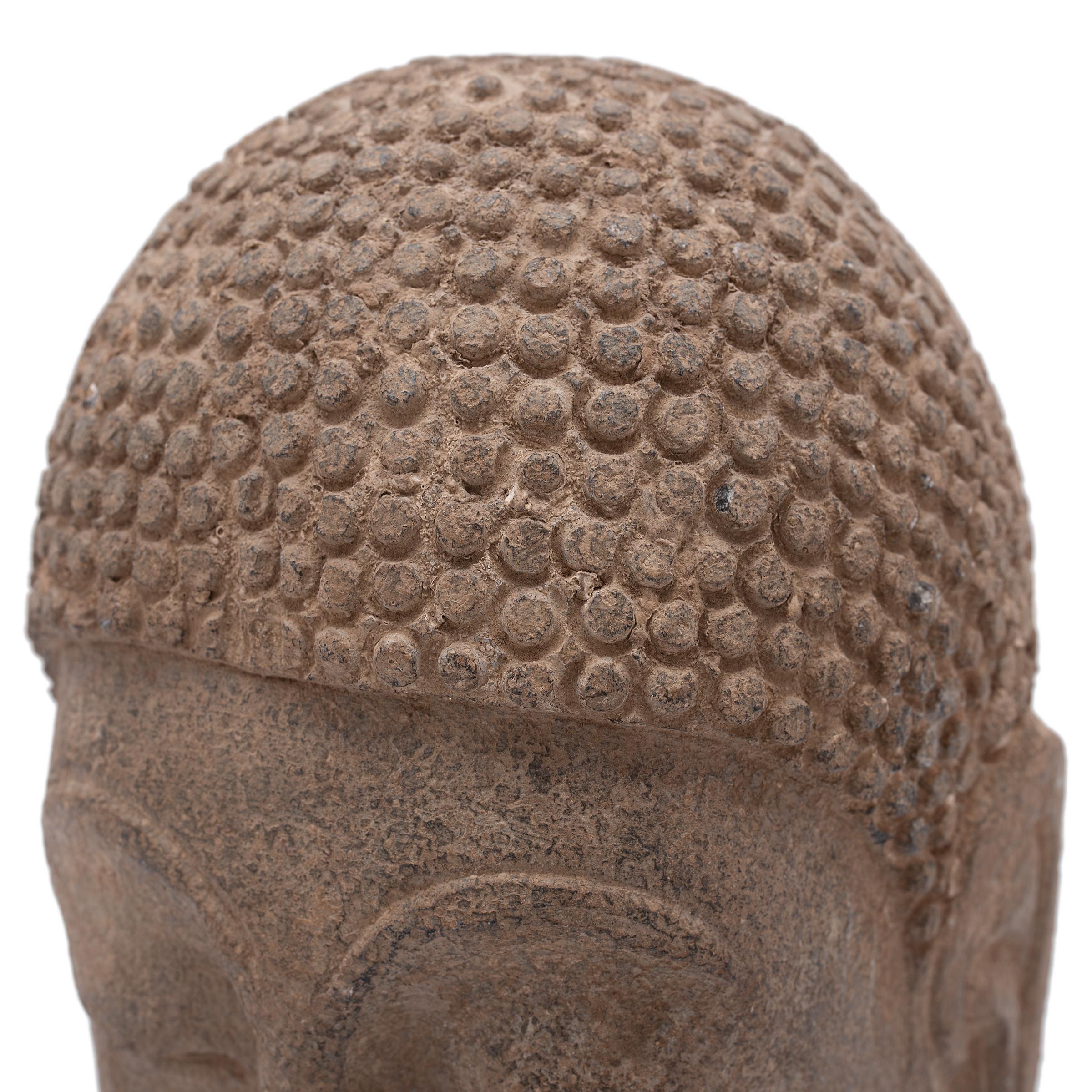20th Century Chinese Stone Shakyamuni Buddha Head For Sale