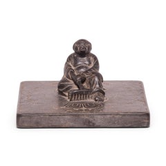 Chinese Stone Shoemaker's Weight with Zhu Bajie, c. 1850