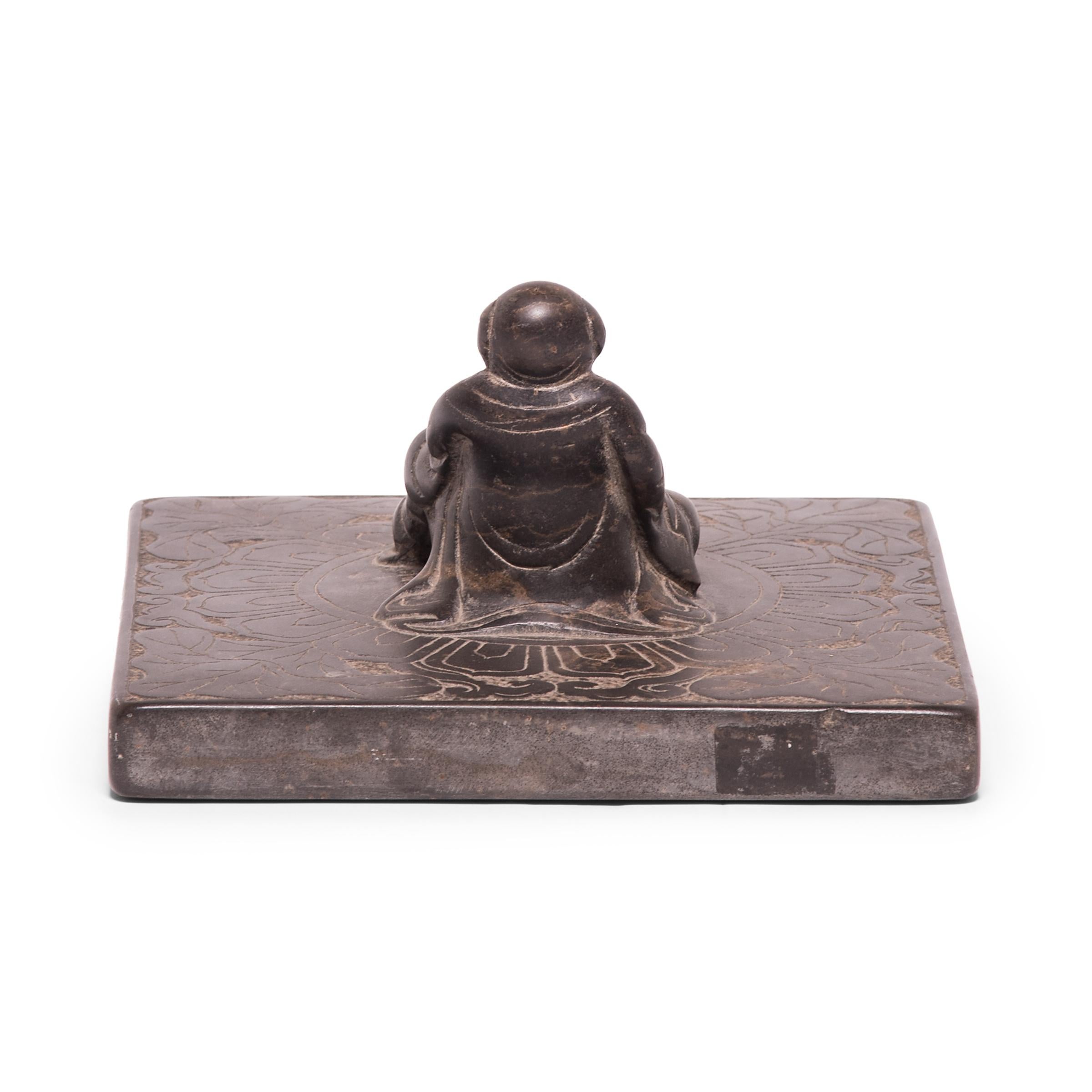 Hand-Carved Chinese Stone Shoemaker's Weight with Zhu Bajie, c. 1850 For Sale