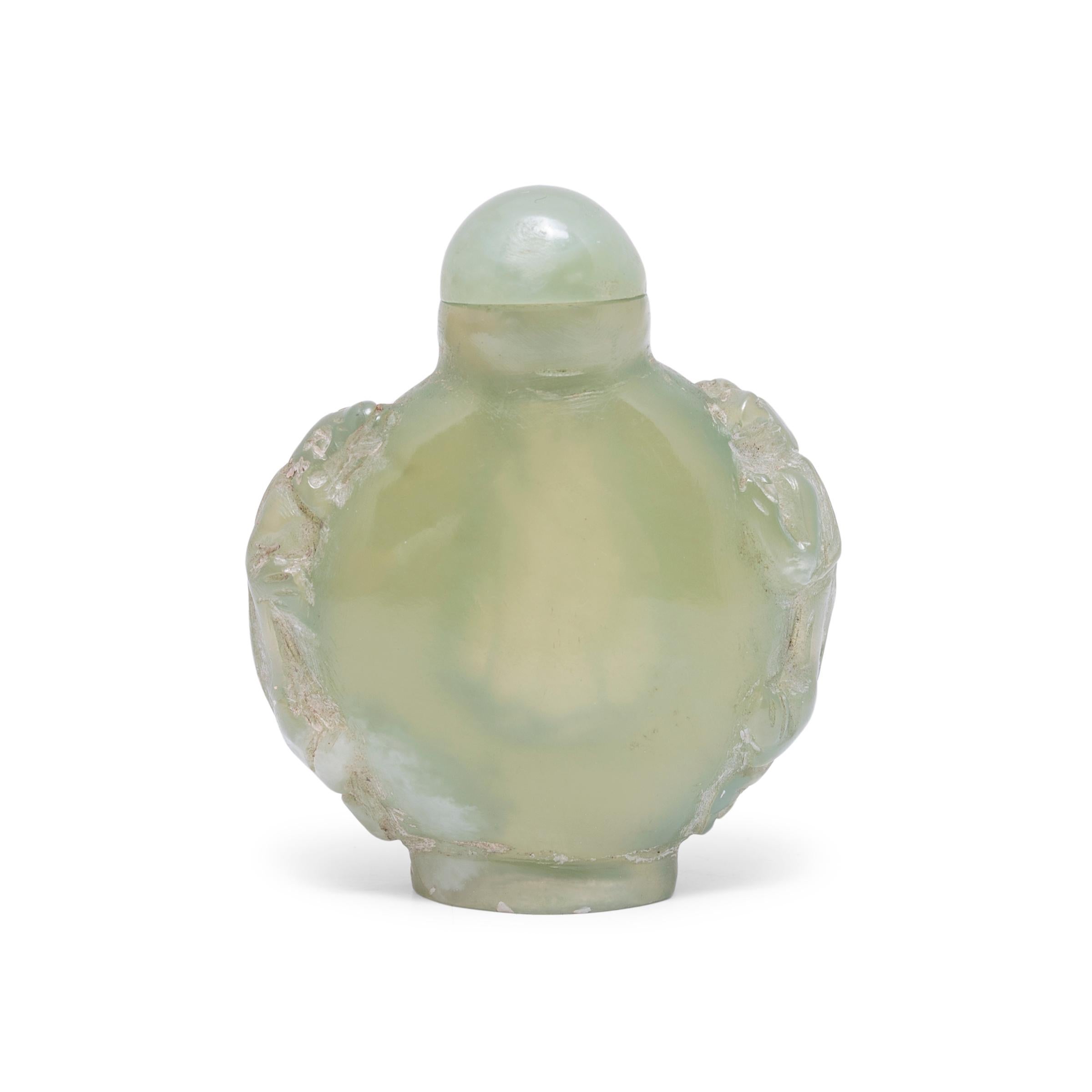 Qing Chinese Stone Snuff Bottle with Crouching Tigers