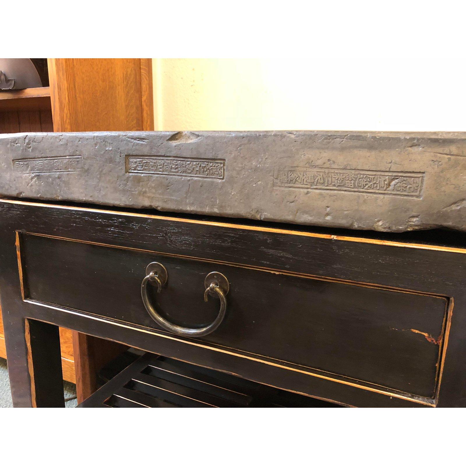 Chinese Stone Top Side Tables or Nightstands, a Pair 5