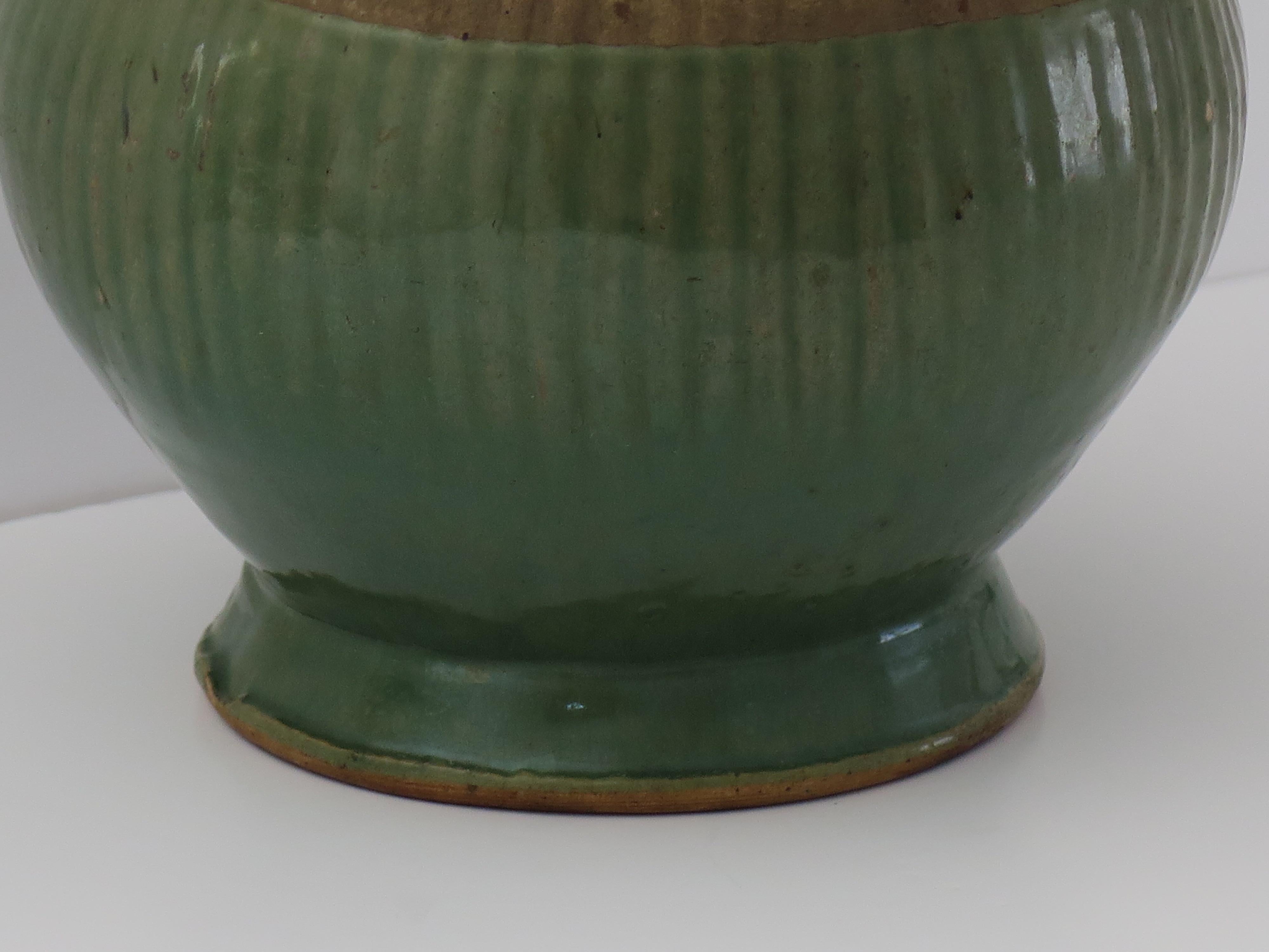 Chinese Stoneware Jar Celadon fluted detail, Ming Dynasty 14th to 16th Century For Sale 9