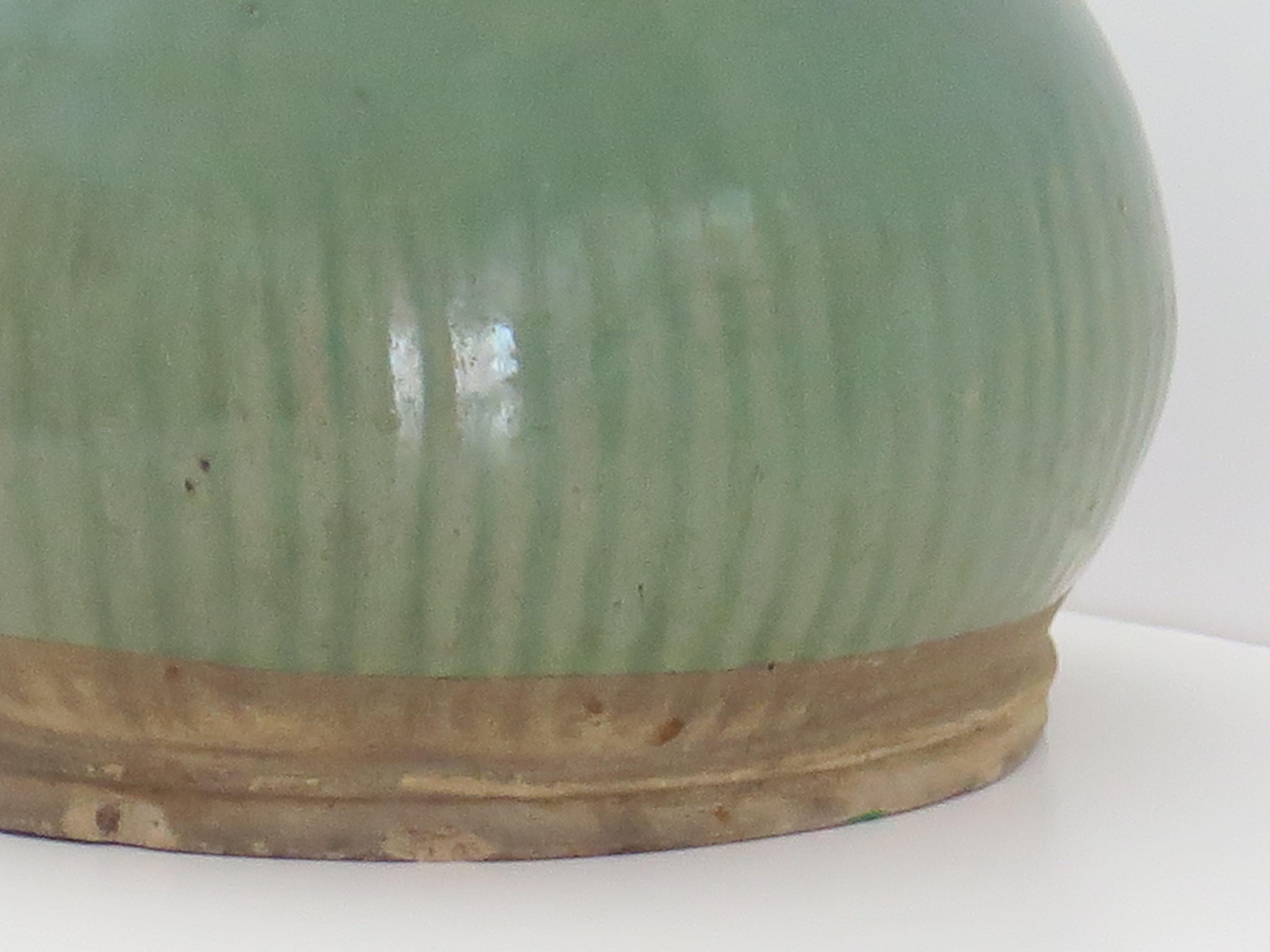 Chinese Stoneware Jar Celadon fluted detail, Ming Dynasty 14th to 16th Century For Sale 2