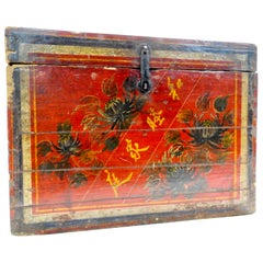Chinese Storage Chest Hand Painted, Late 19th Century