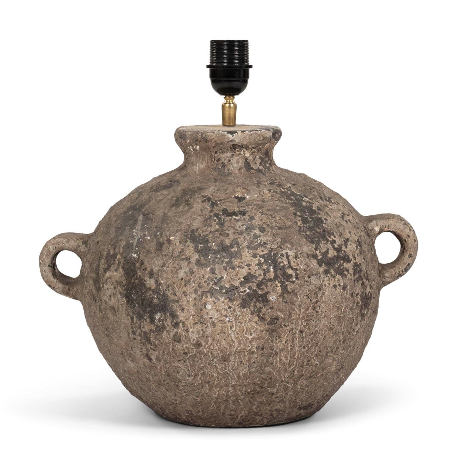 Chinesische Kruglampe mit Leinenschirm im Zustand „Gut“ im Angebot in Houston, TX