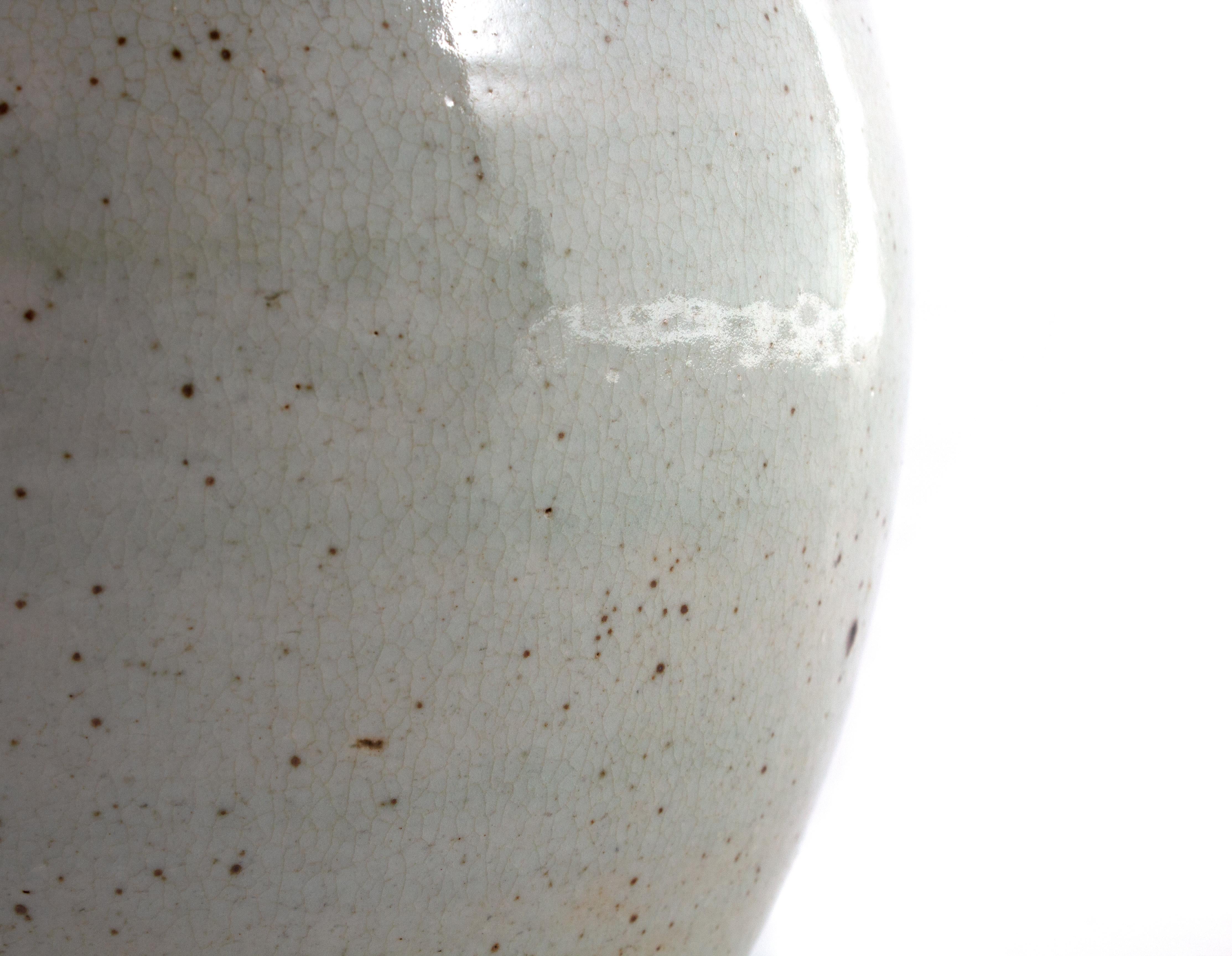 Chinese Storage Urn in Pitted Pale Celadon Glaze In Good Condition In Dallas, TX