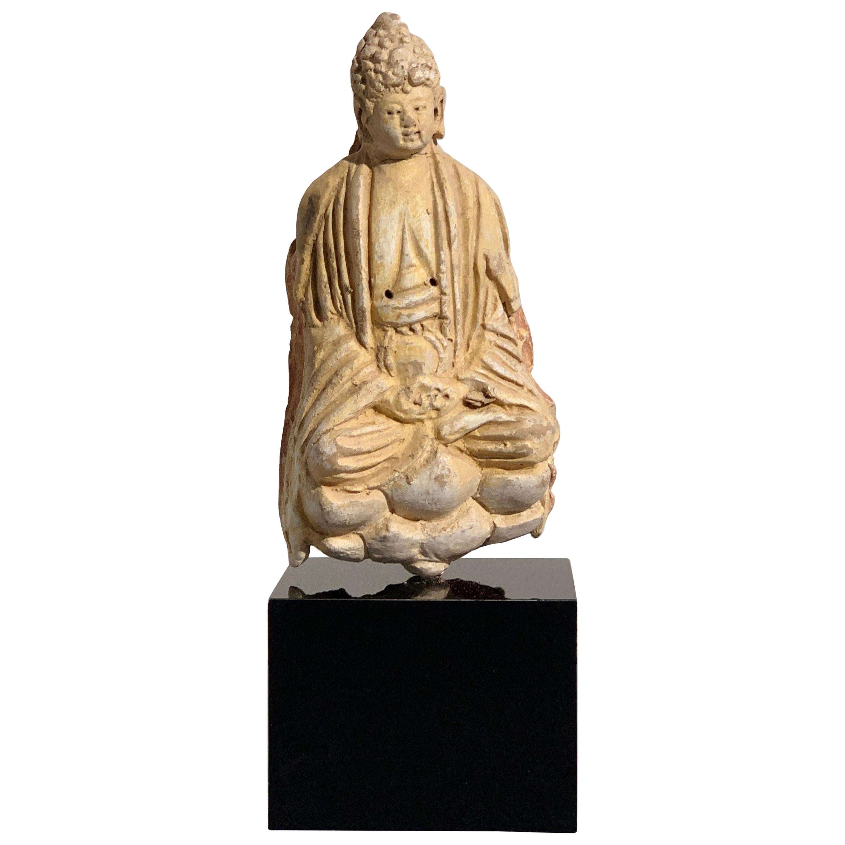 Chinese Stucco Seated Buddha, Yuan to Ming Dynasty, Mid-14th Century