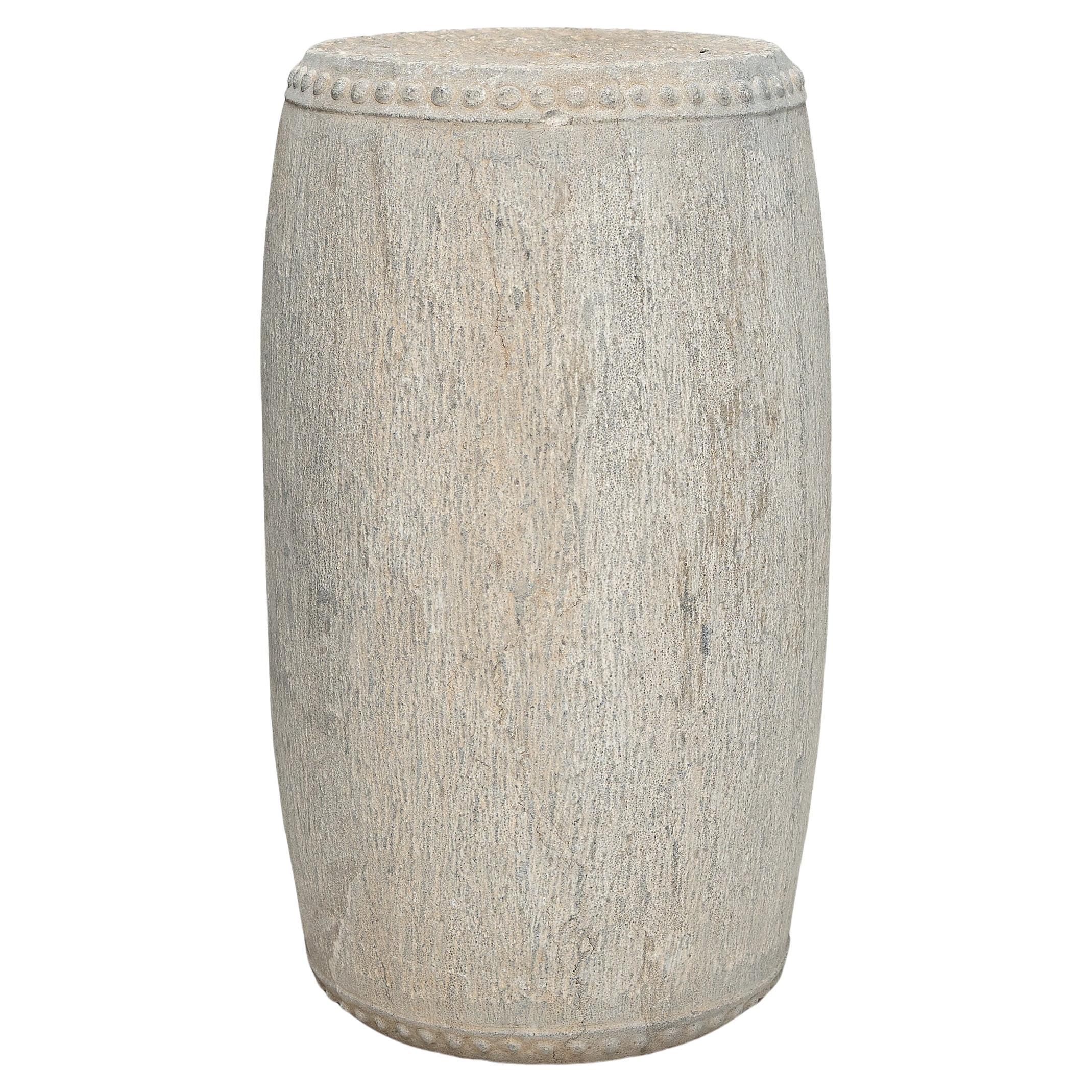 Chinese Studded Limestone Drum For Sale