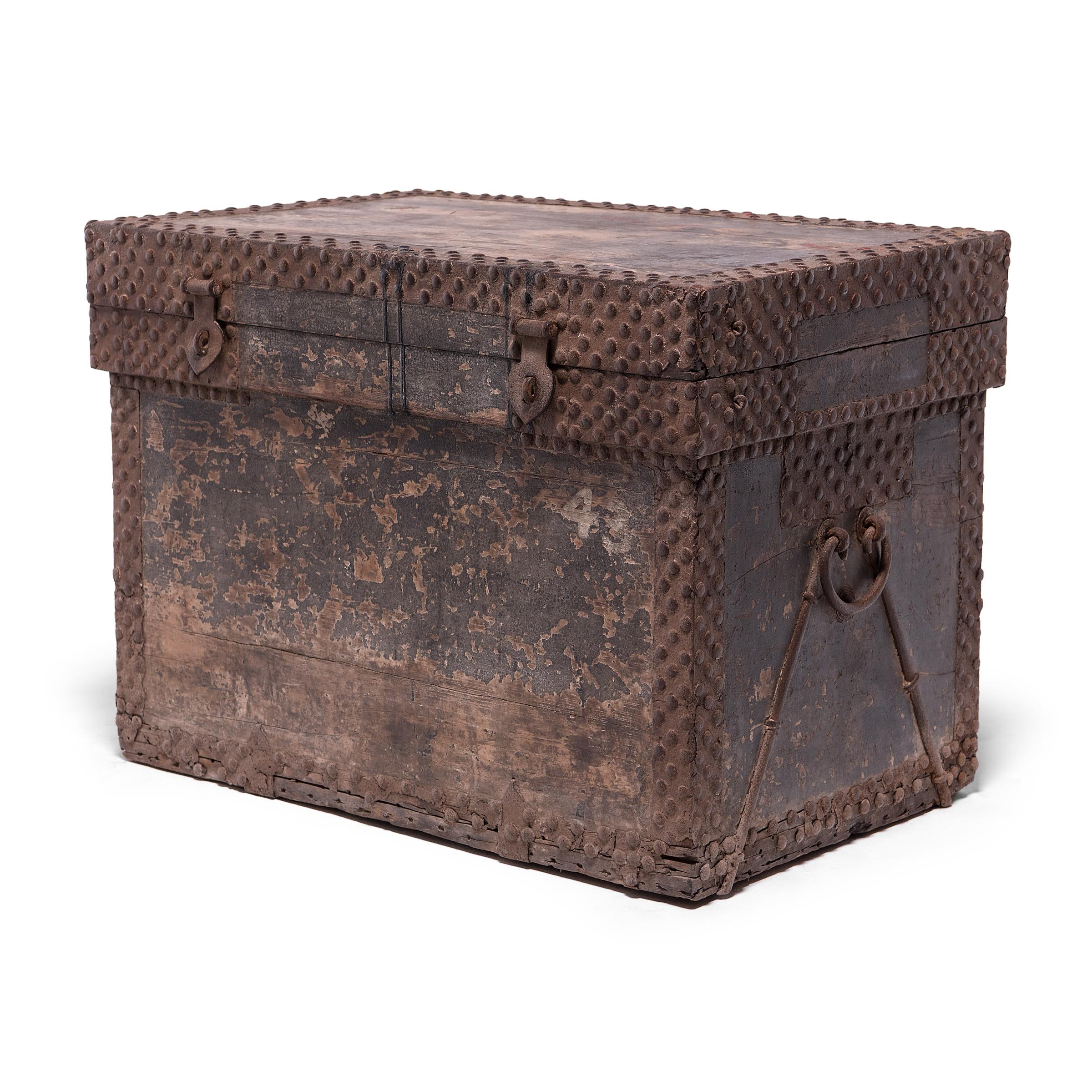 17th Century Chinese Studded Ming Traveling Chest, c. 1600