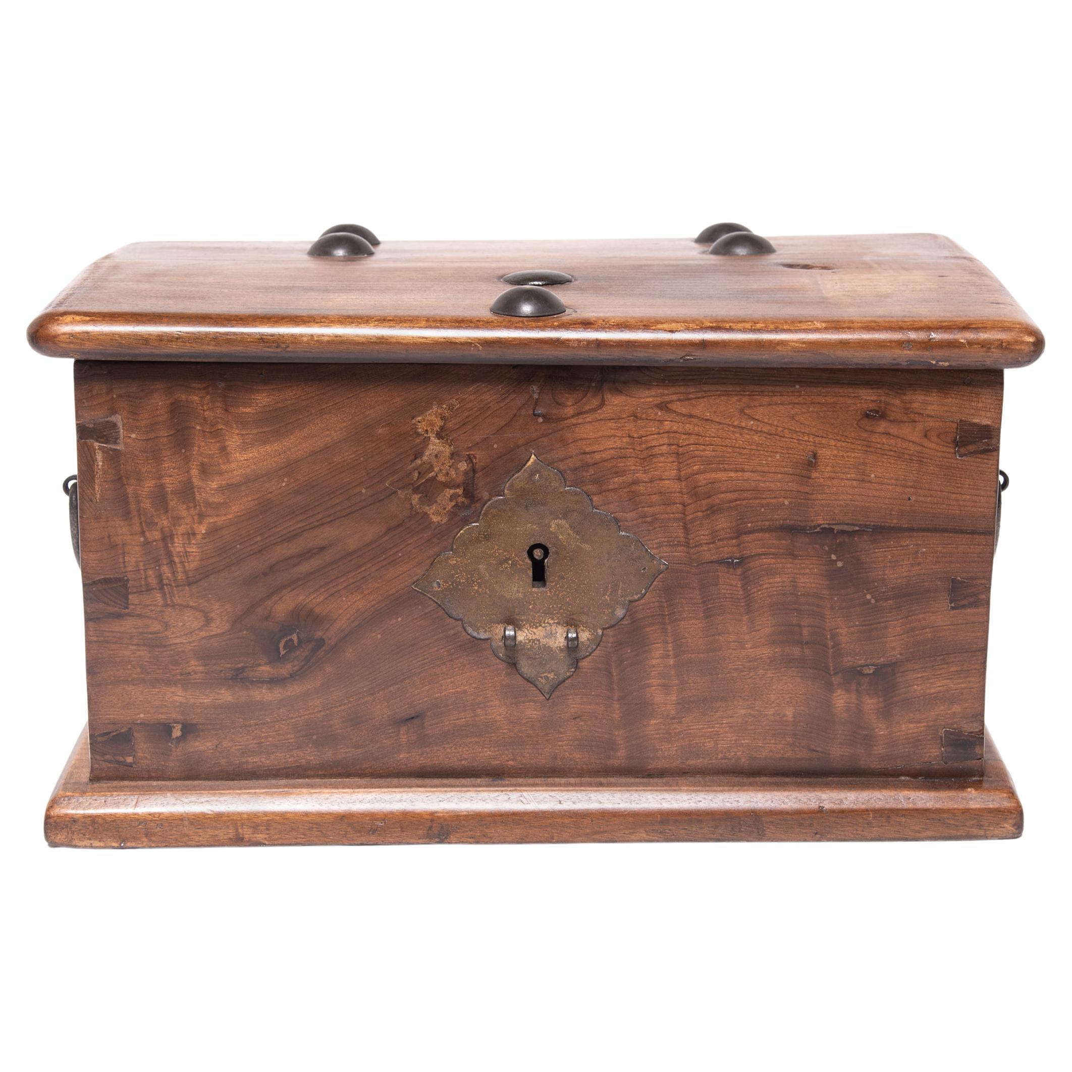 Chinese Studded Nanmu Lock Box, c. 1800 For Sale