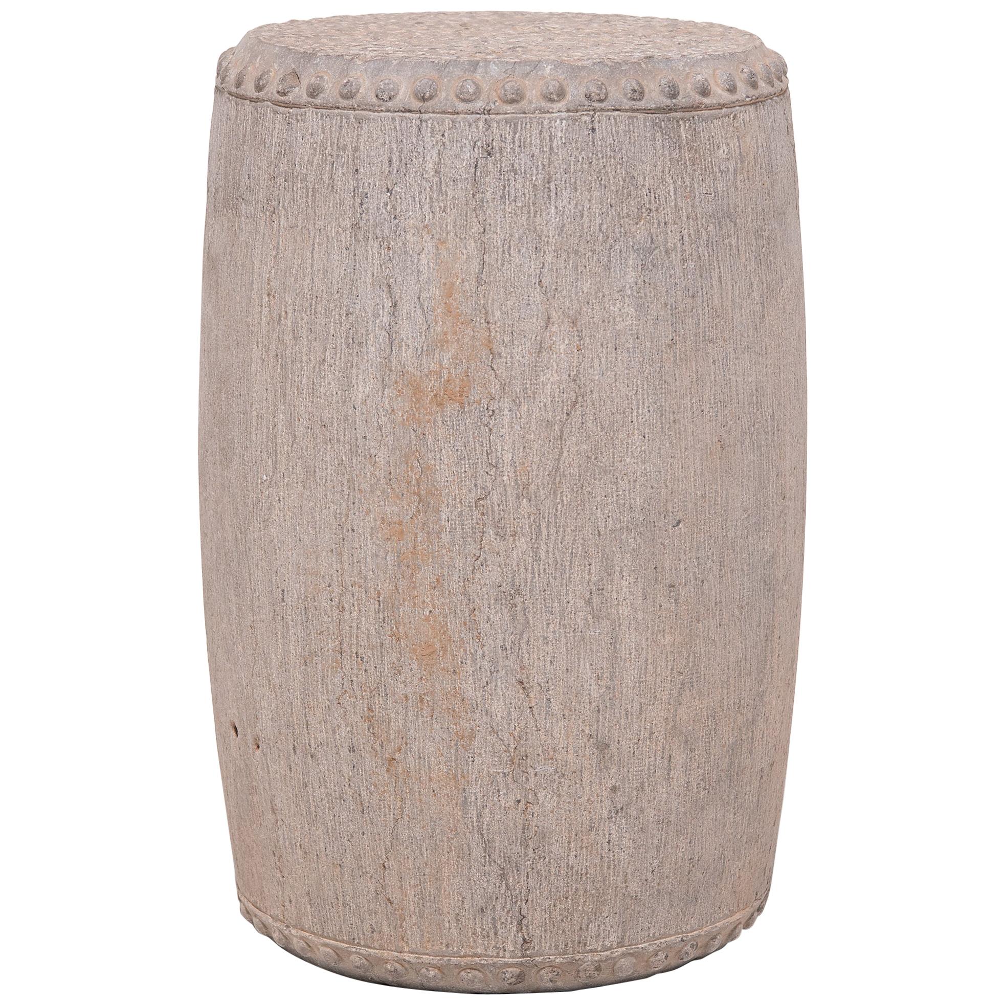 Chinese Studded Stone Drum Stool