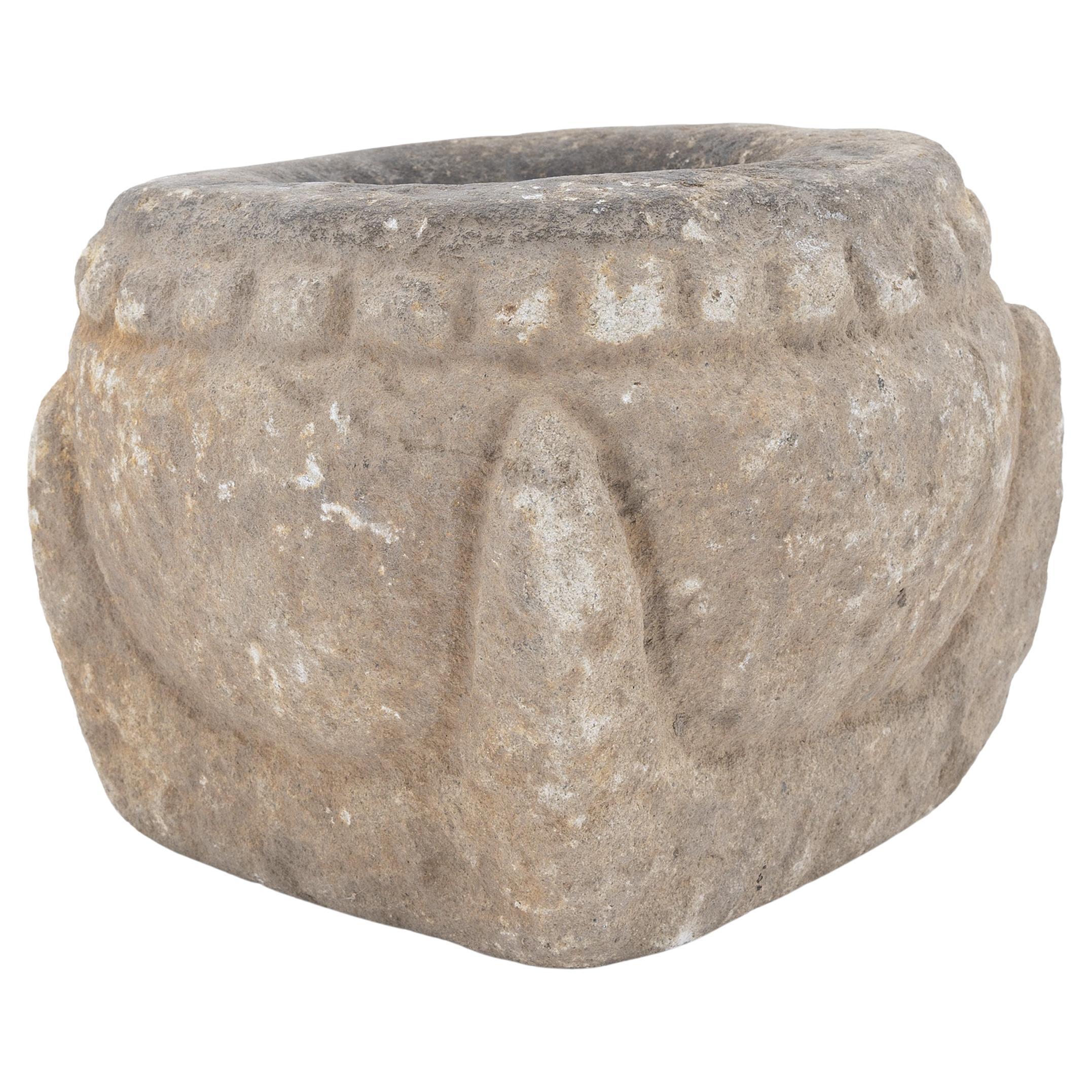 Chinese Studded Stone Mortar, c. 1900 For Sale