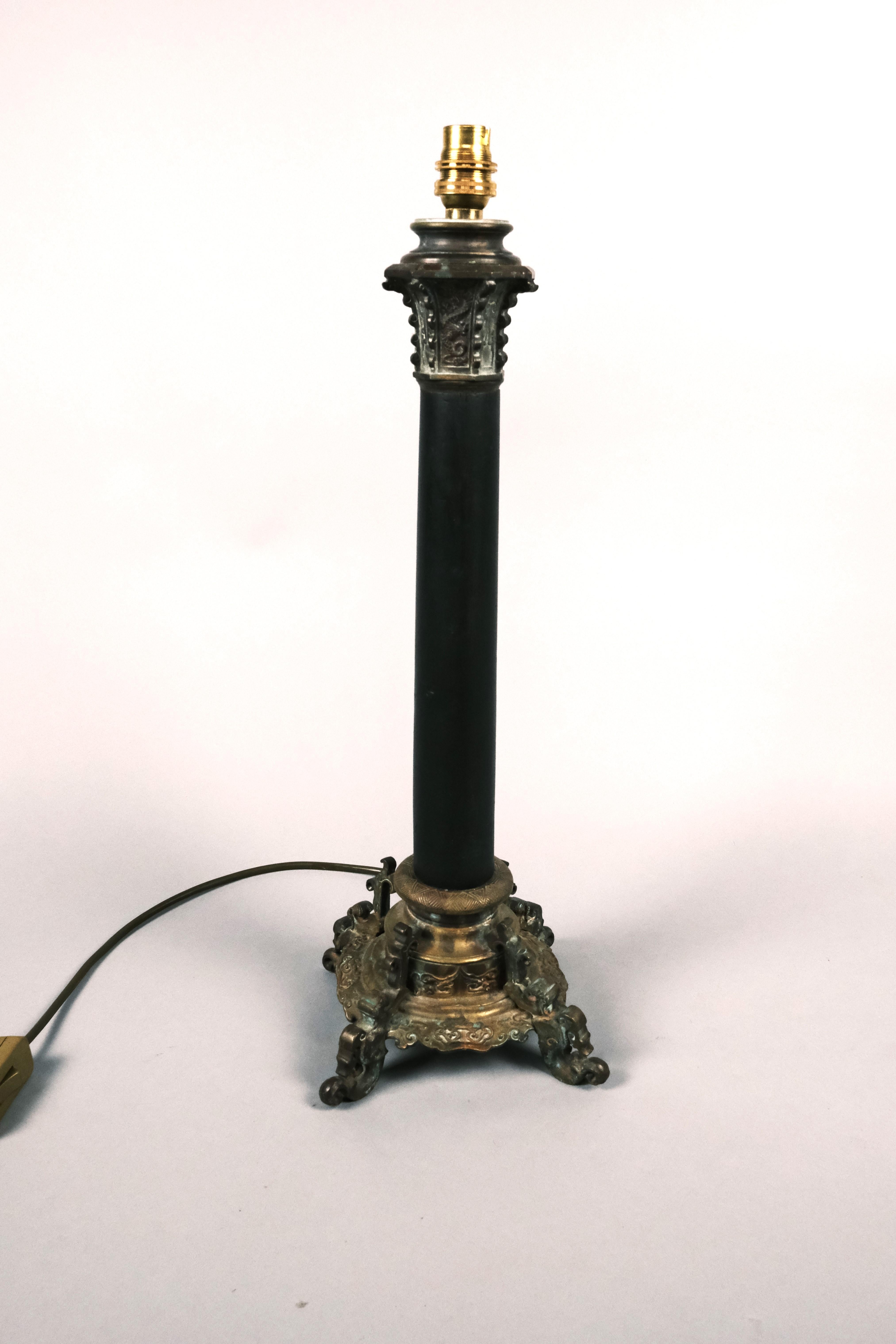 British Chinese style Bronze Table Lamp For Sale