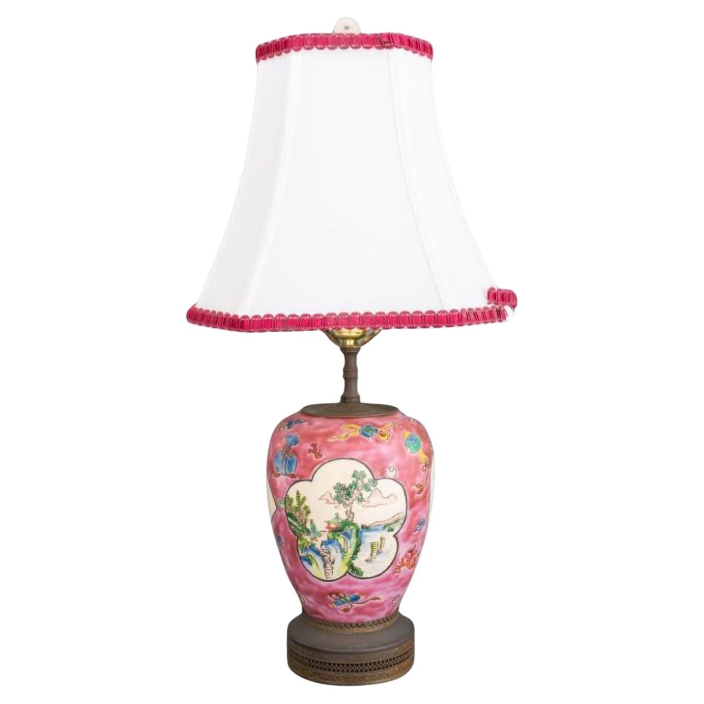 Lampe en céramique de style chinois en vente