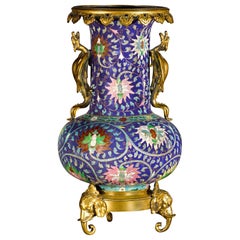 Chinese-Style Porcelain Vase In The Manner of Ferdinand Barbedienne