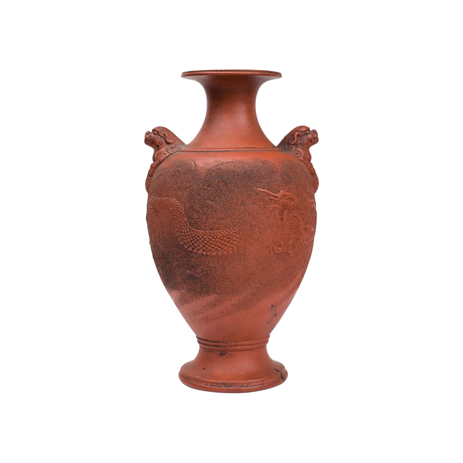 Chinese Style Foo Dog Terra Cotta Vase For Sale