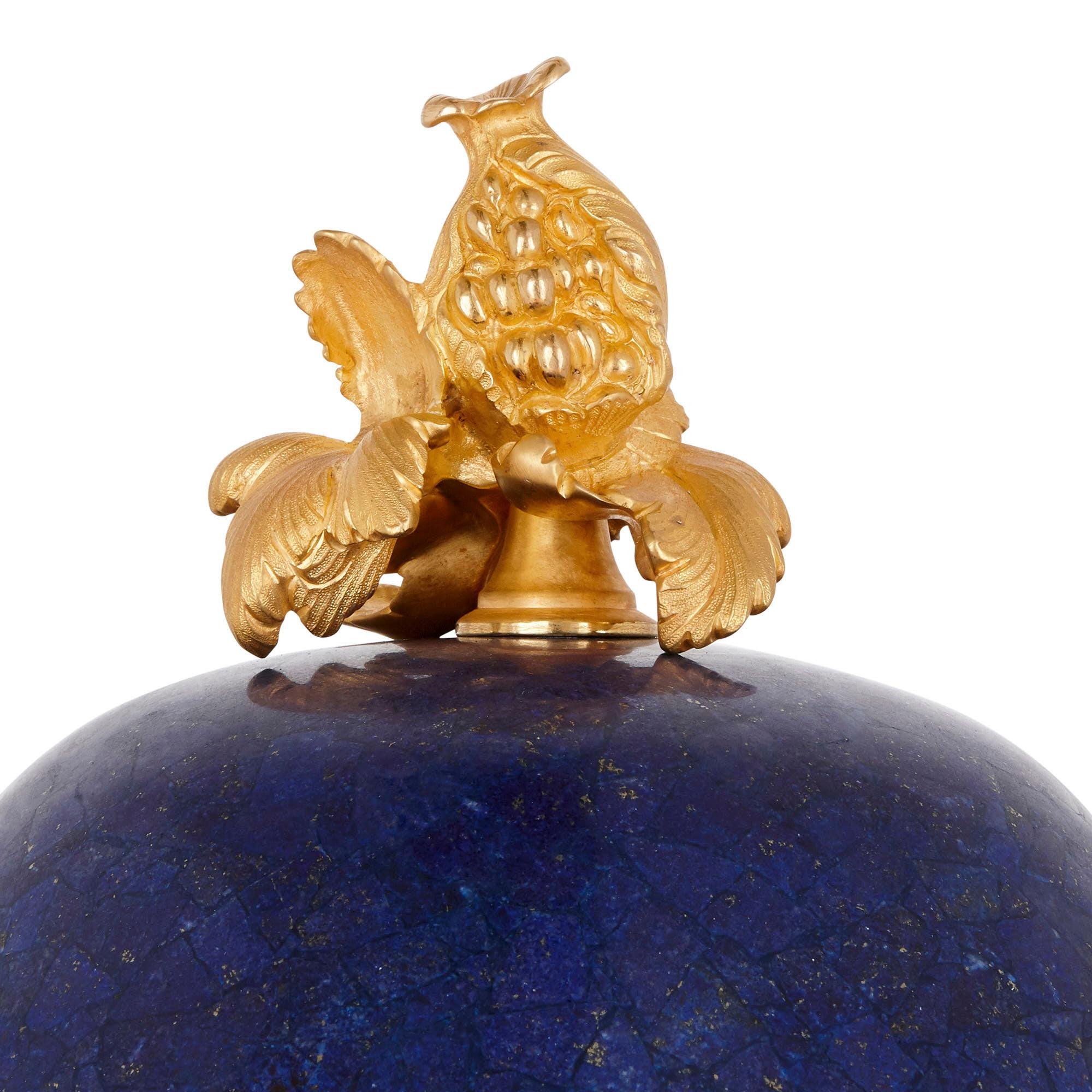Chinese Style Lapis Lazuli Gemstone and Gilt Bronze Vase In Good Condition In London, GB