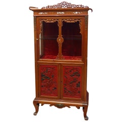 Antique Chinese-Style Mahogany and Beijing Lacquer Display Case, End of 19th Century