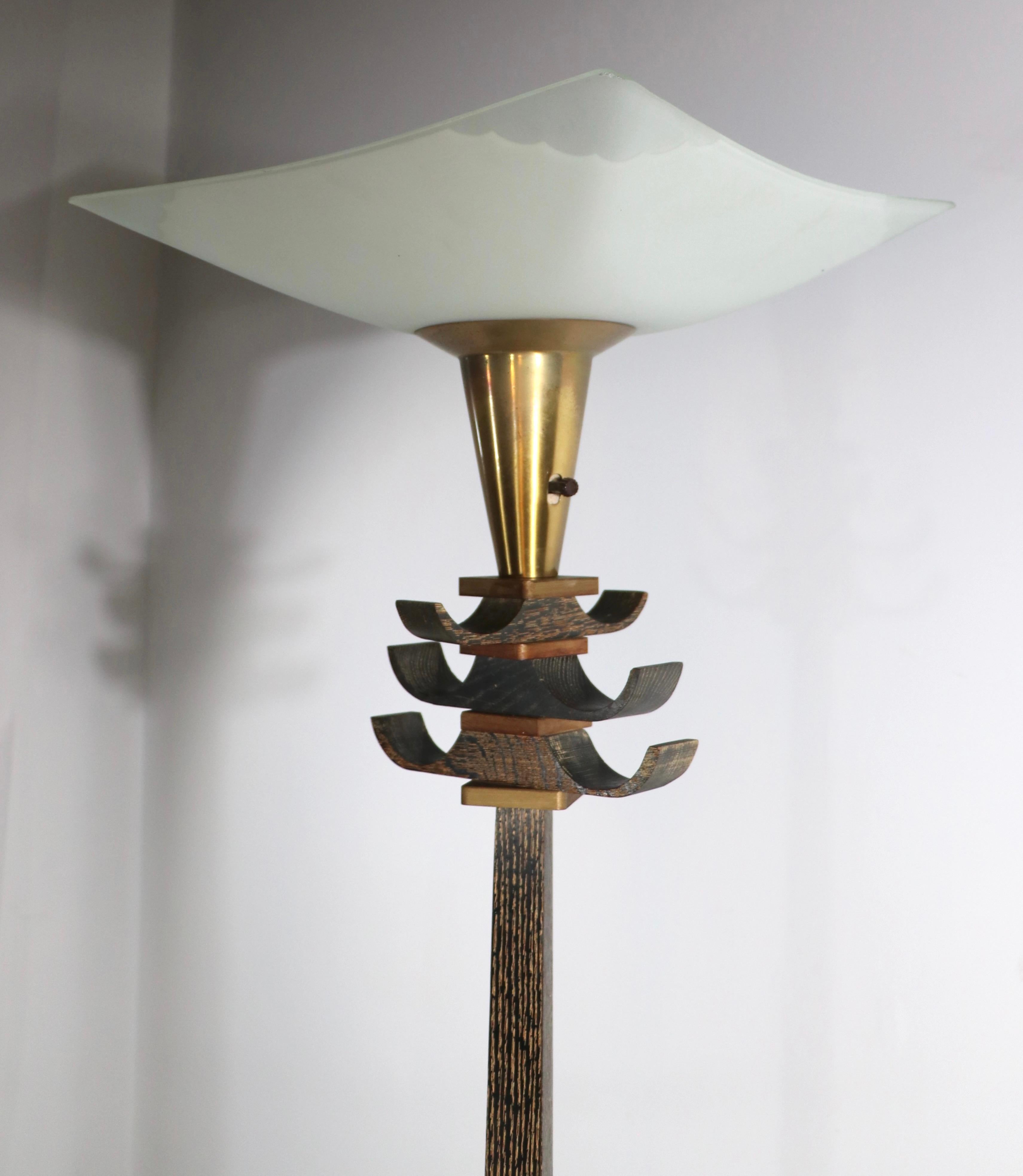 Chinese Style Mid Century Torchiere Uplight Floor Lamp For Sale 3