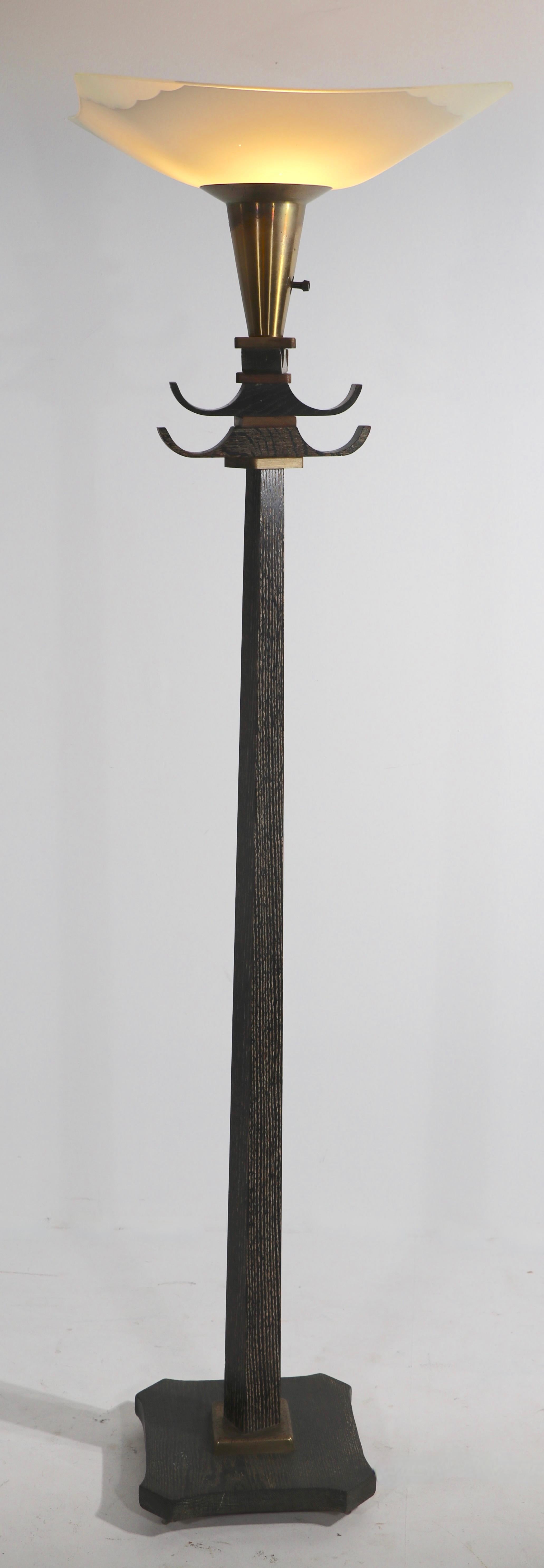 American Chinese Style Mid Century Torchiere Uplight Floor Lamp For Sale