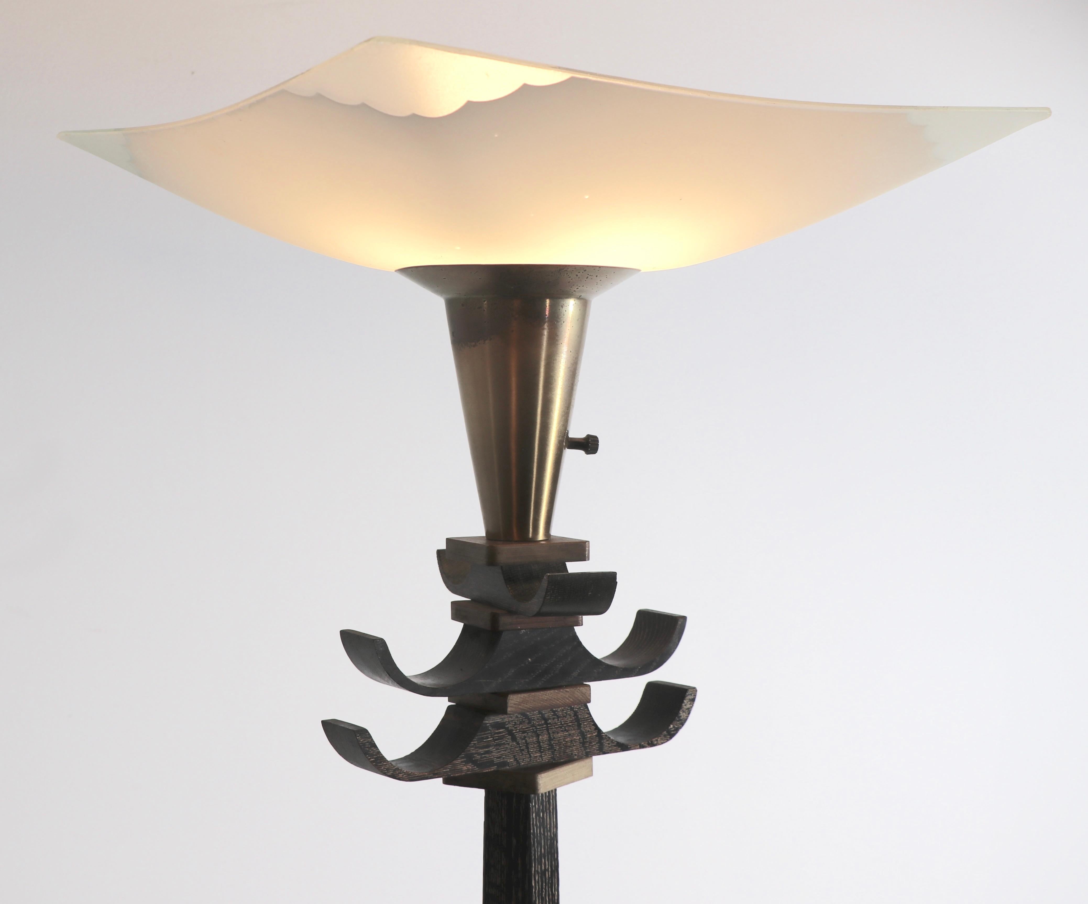 Cerused Chinese Style Mid Century Torchiere Uplight Floor Lamp For Sale