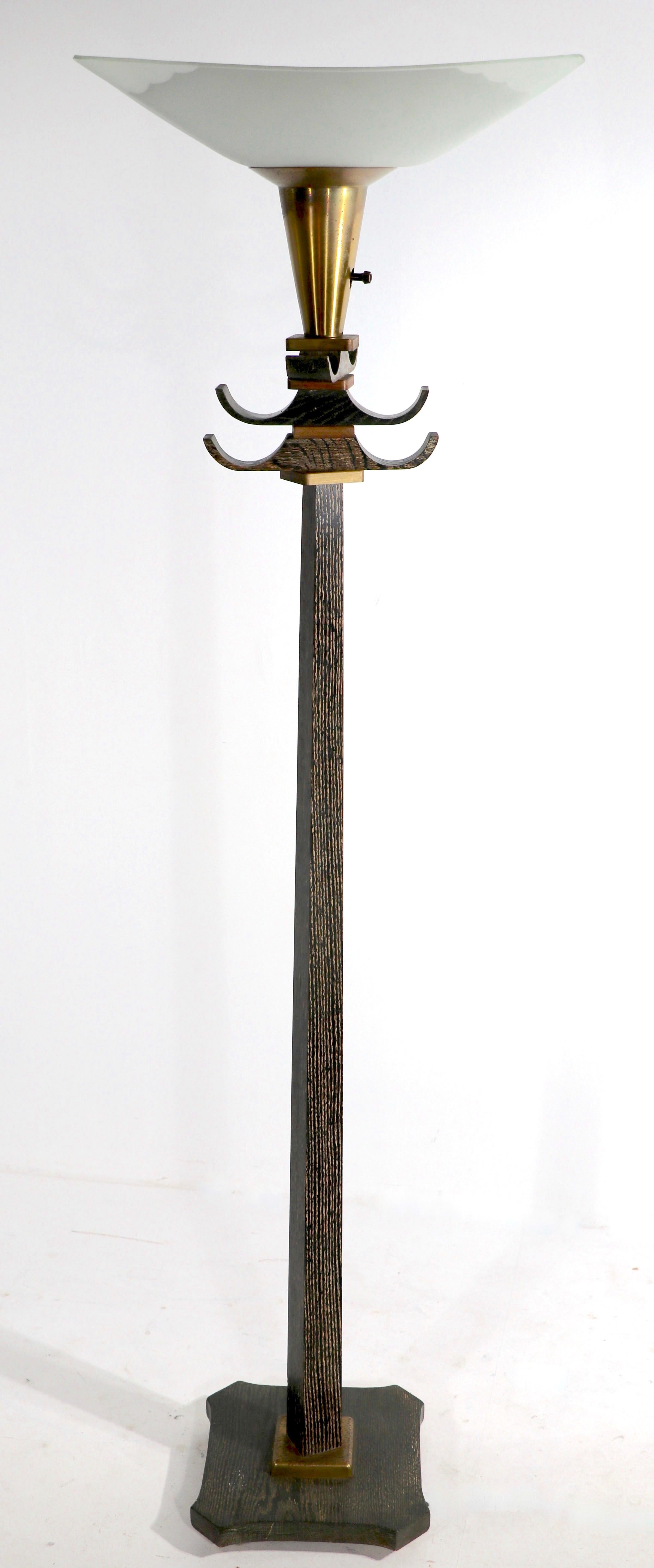20th Century Chinese Style Mid Century Torchiere Uplight Floor Lamp For Sale