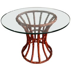 Chinese Style Red Lacquer Rattan Round Table by Roche Bobois, 20th Century