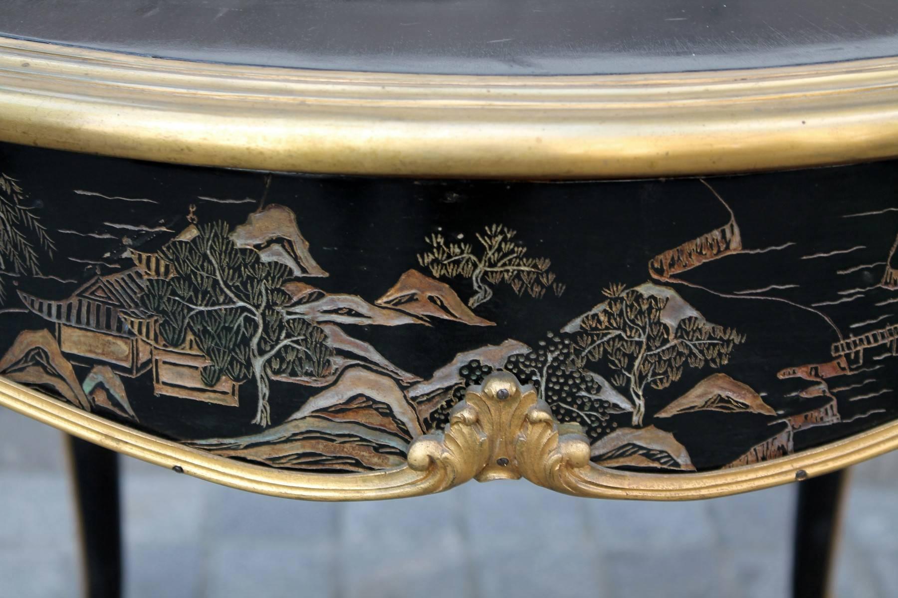 Belgian Chinese Style Stamped Table, Rosel, Antwerp, circa 1900