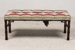 Banco Chippendale de estilo chino con rayas e imitación de bambú