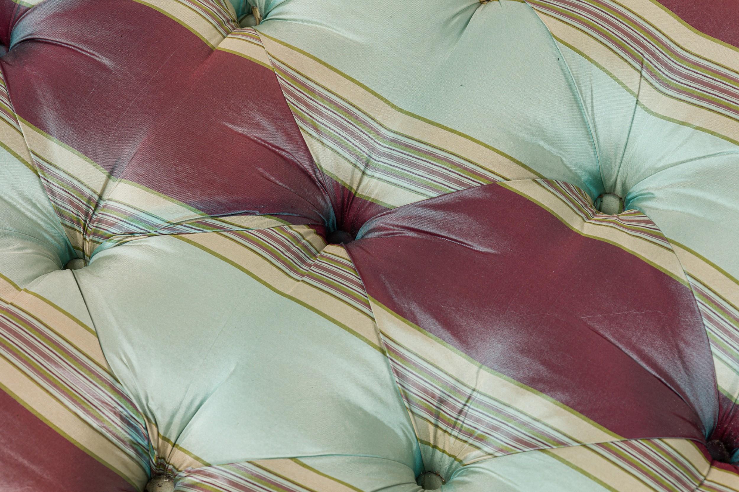 Chinese Style Striped and Faux Bamboo Chippendale Bench For Sale 2