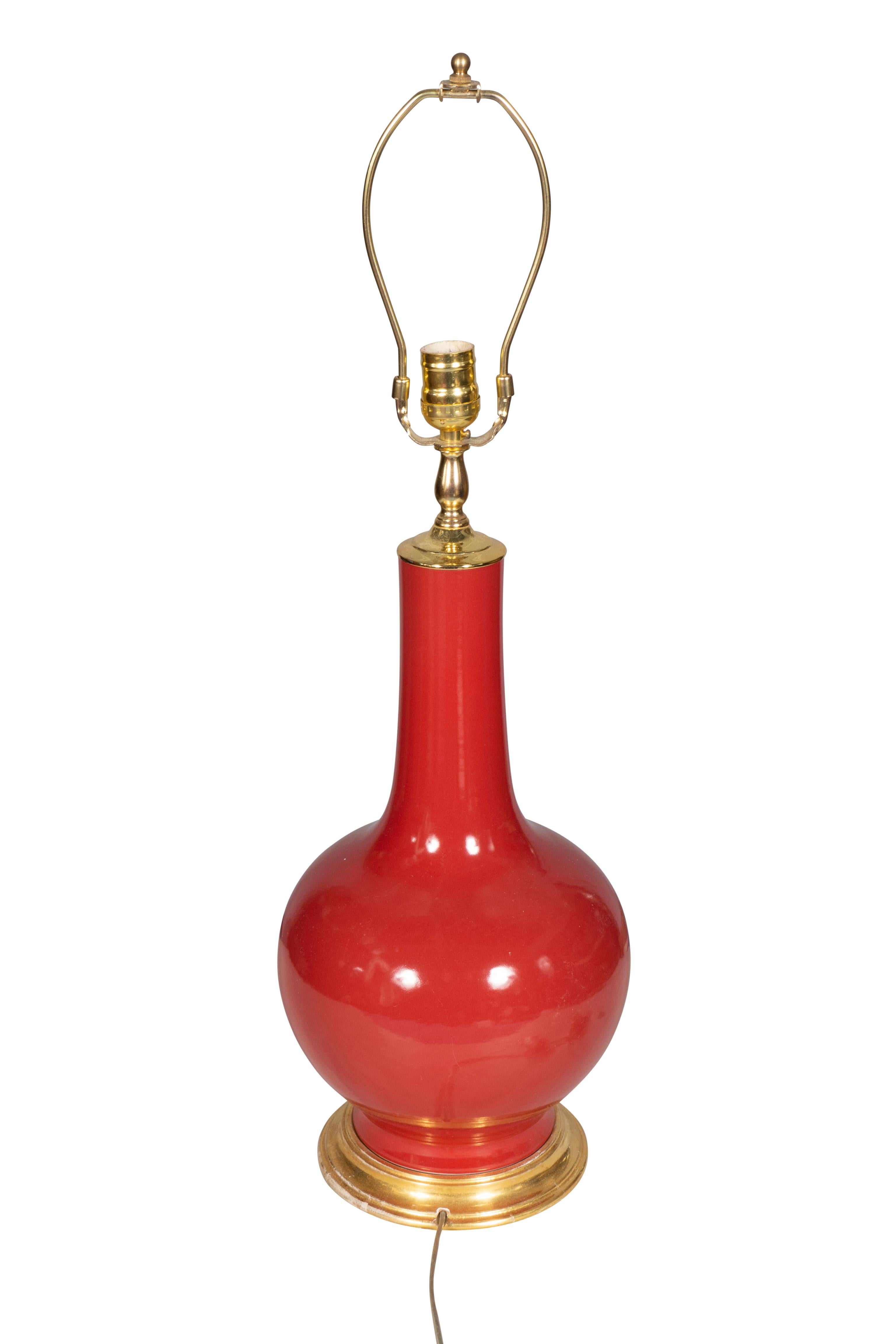 Chinese Style Tomato Red Table Lamp In Good Condition In Essex, MA