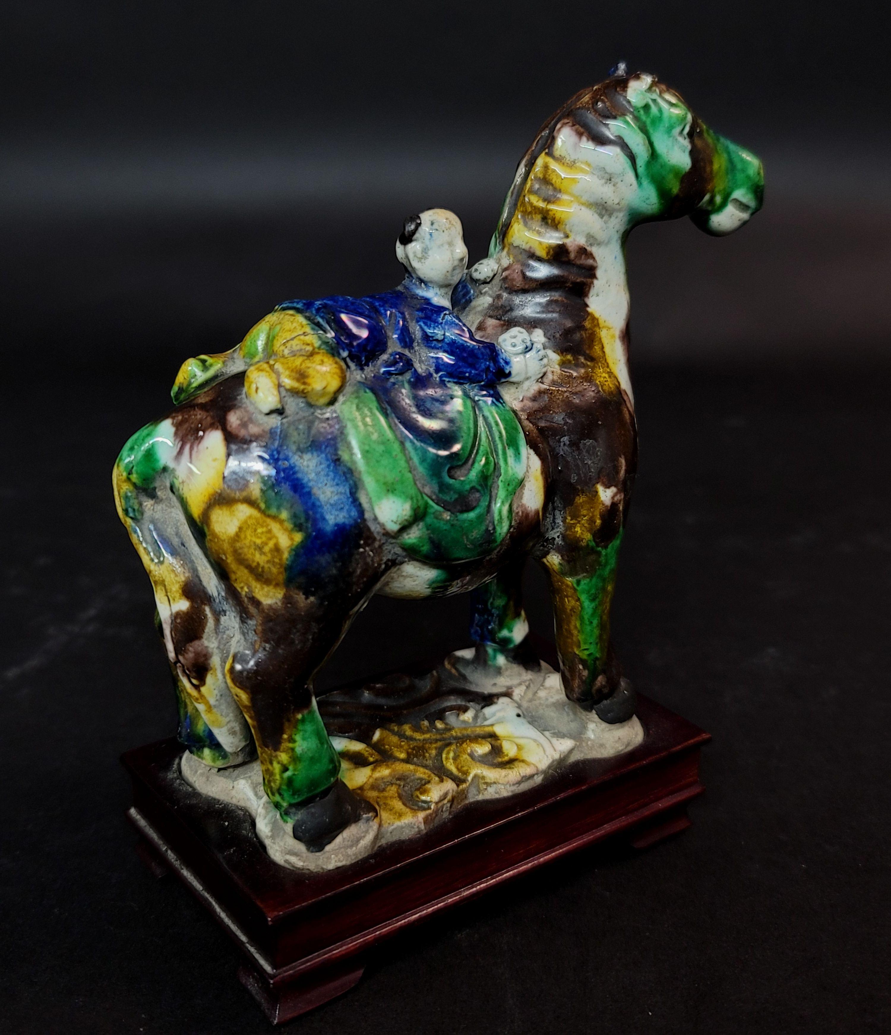 Other Chinese Su Sanci Glazed Horse Figure and Boy, Kangxi Period, 18th Century For Sale