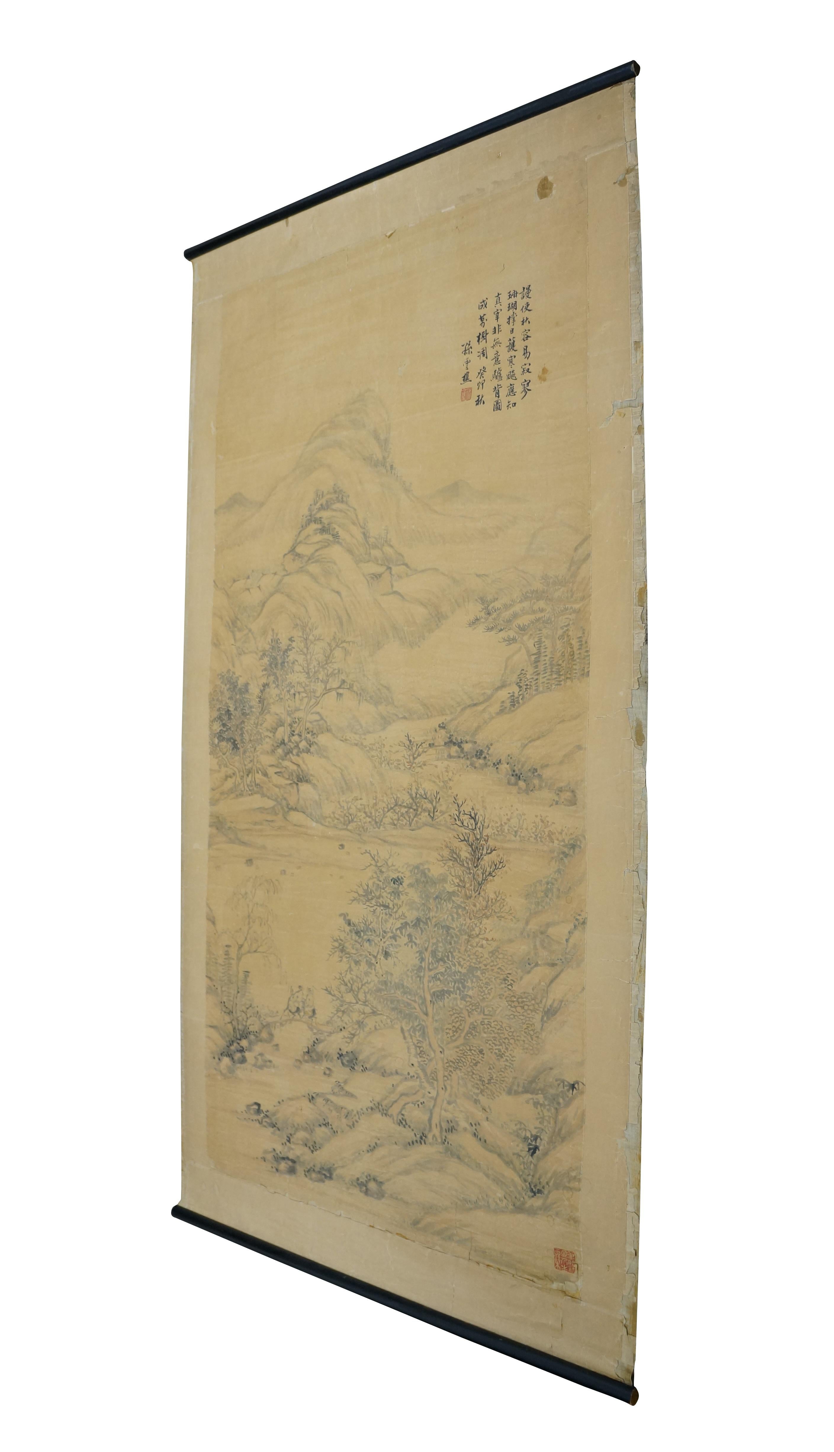 China Sun Yunqiao 孫雲樵 Paisaje otoñal de montaña Pintura en pergamino de seda 59