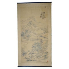 Chinese Sun Yunqiao 孫雲樵 Autumn Mountain Landscape Silk Scroll Painting 59"