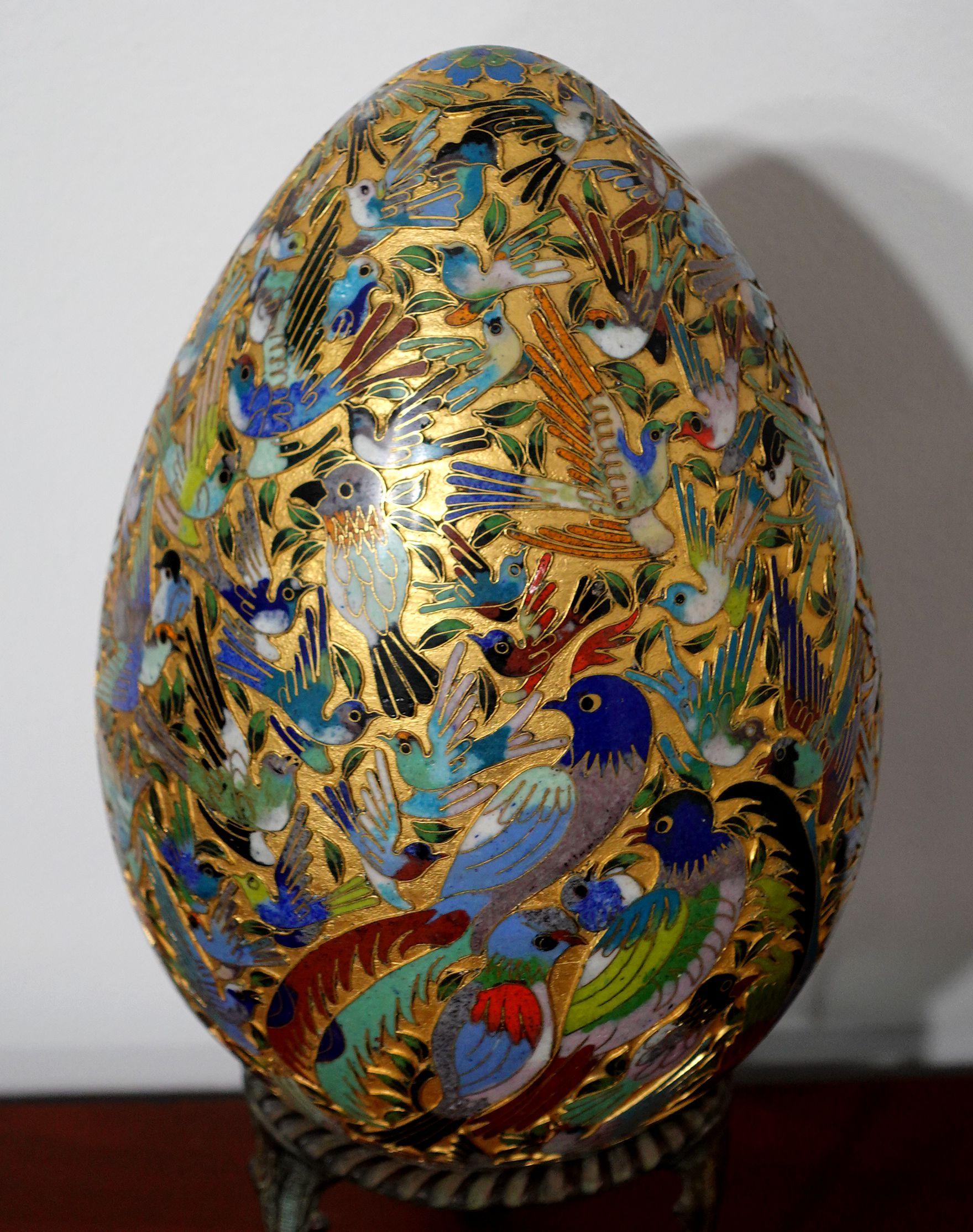 Chinese Export Chinese Supper Large Cloisonné Enamel Egg 
