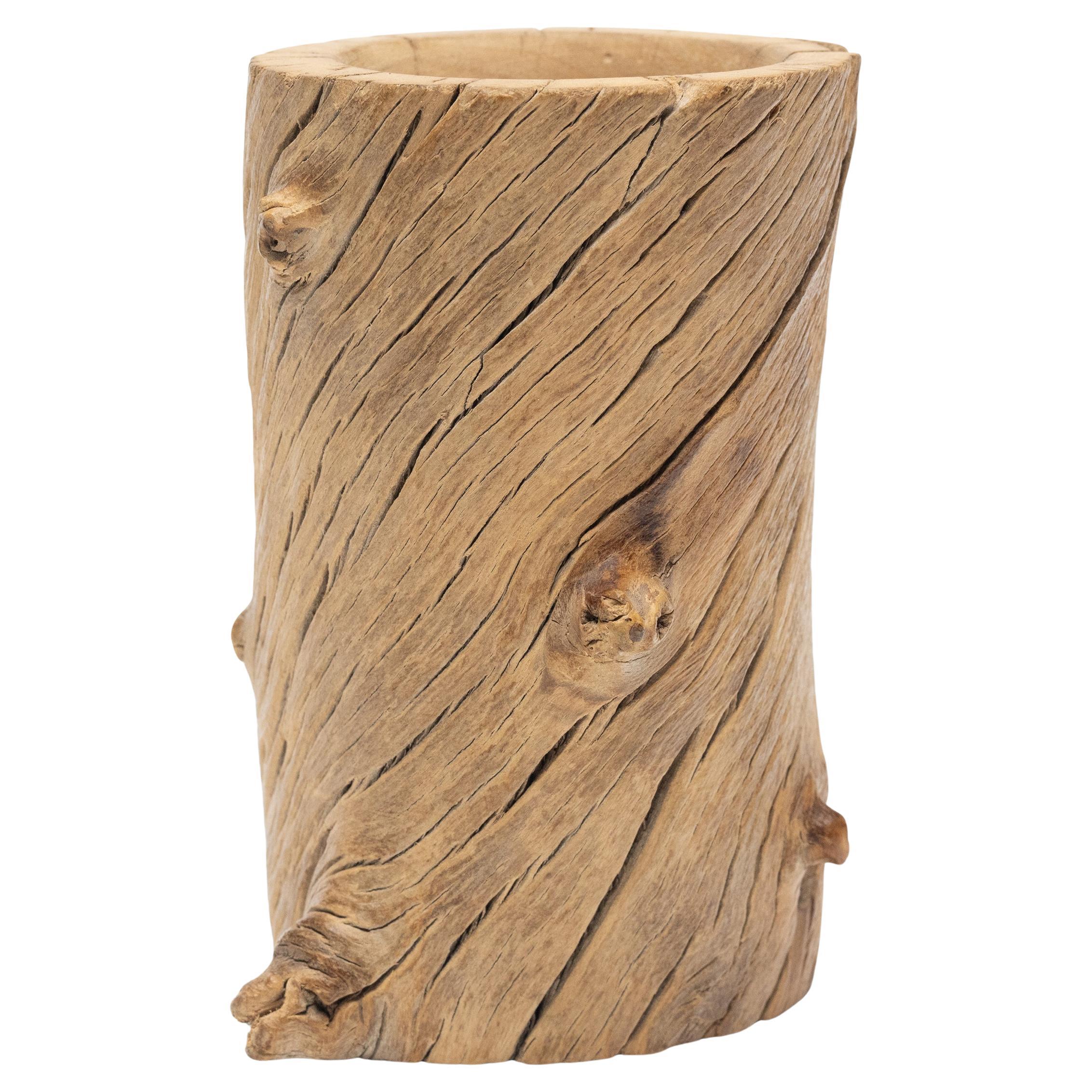 Chinese Swirled Wood Brush Pot