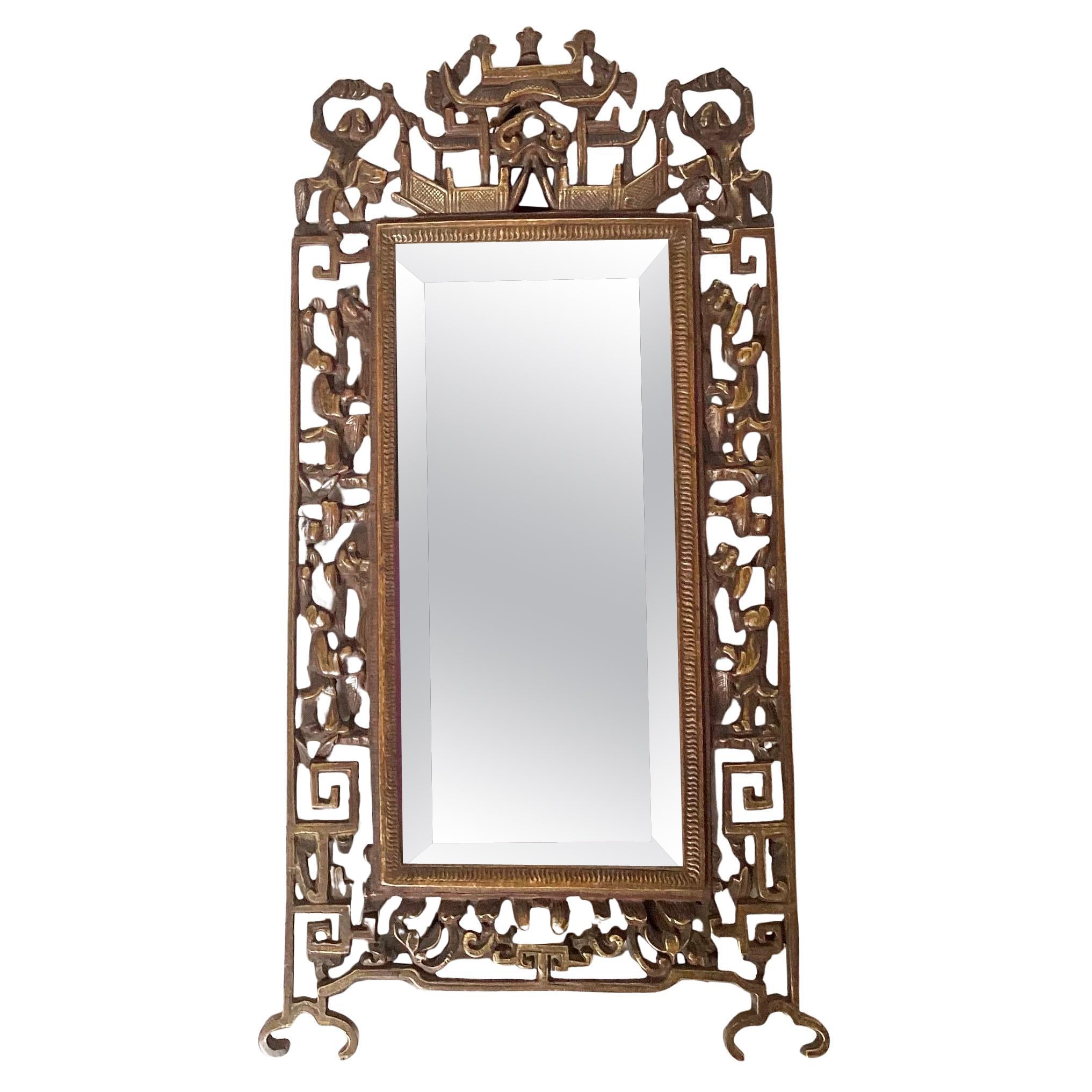 Specchio cinese da tavolo/appeso in bronzo