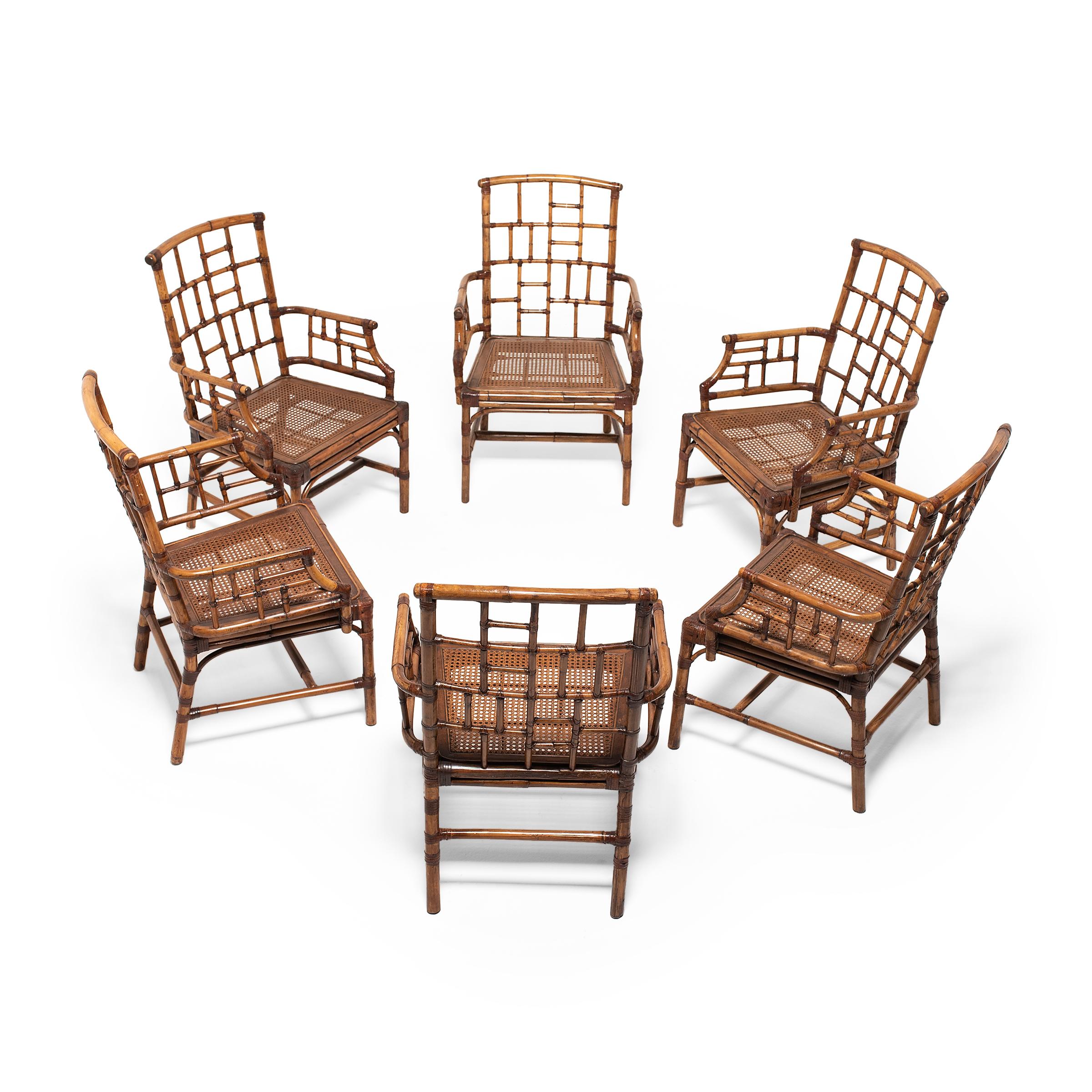 Chinese Tall Back Bamboo Armchair For Sale at 1stDibs