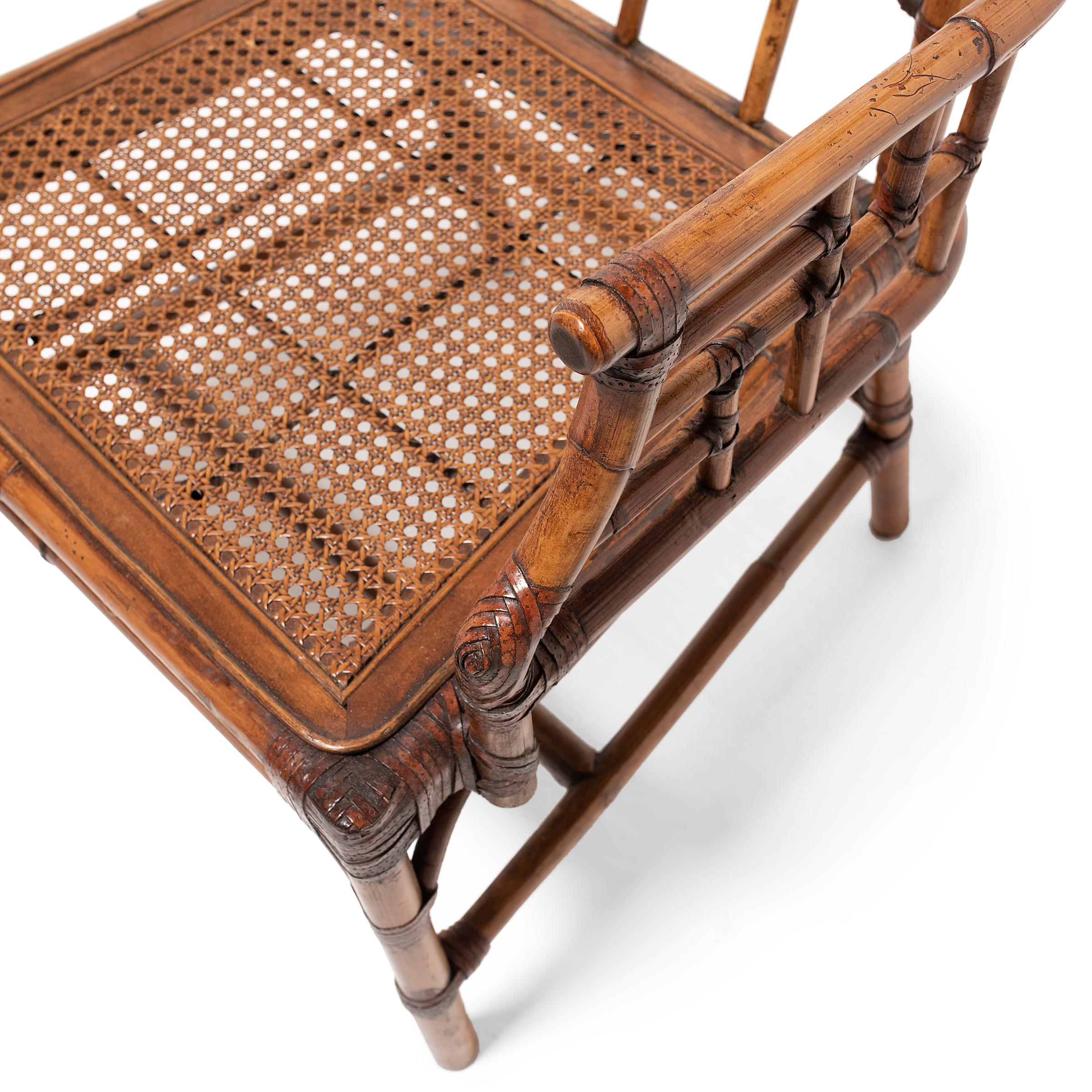 20th Century Chinese Tall Back Bamboo Armchair