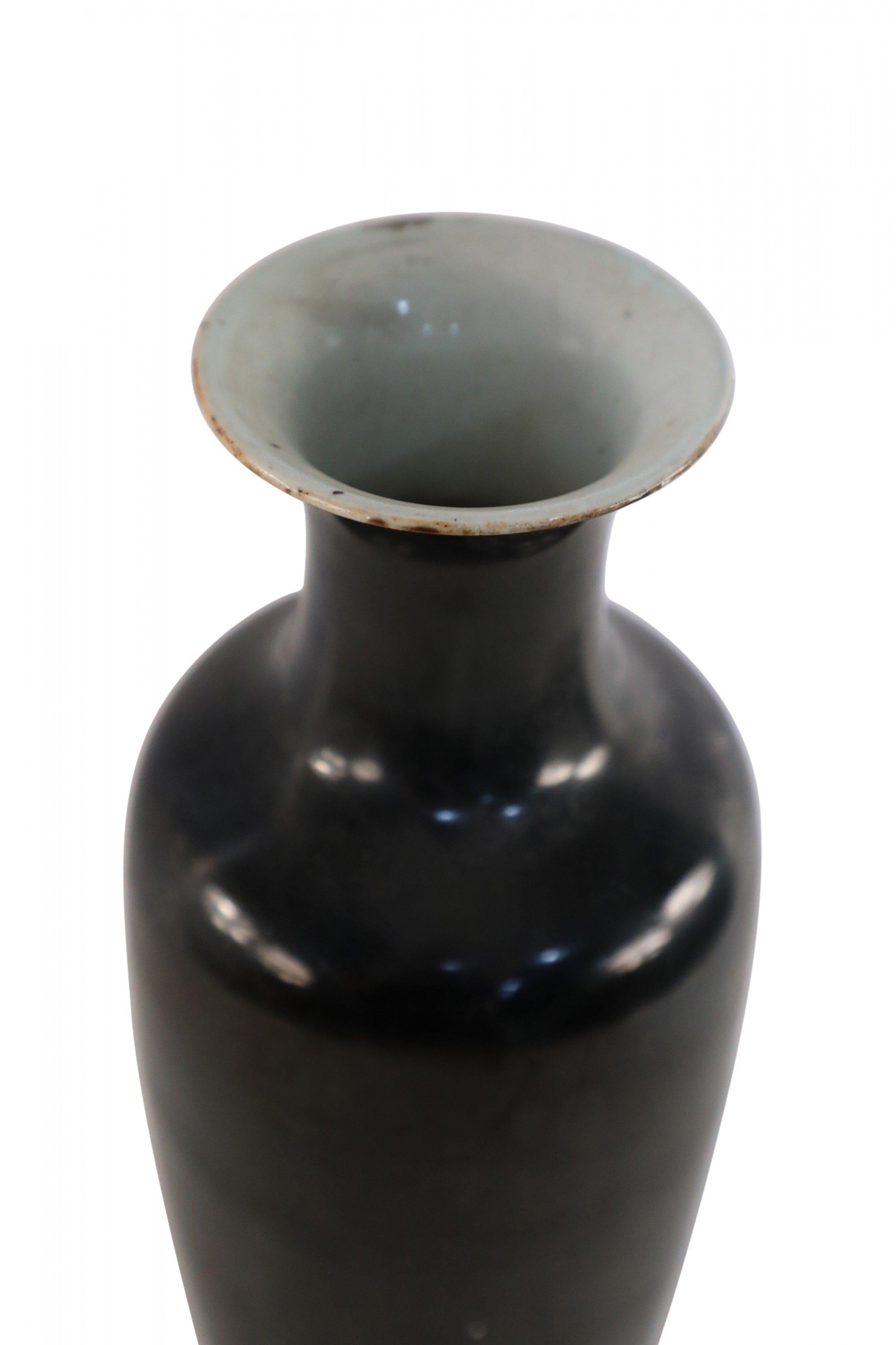 Chinese Export Chinese Tall Black Glazed Porcelain Vase For Sale