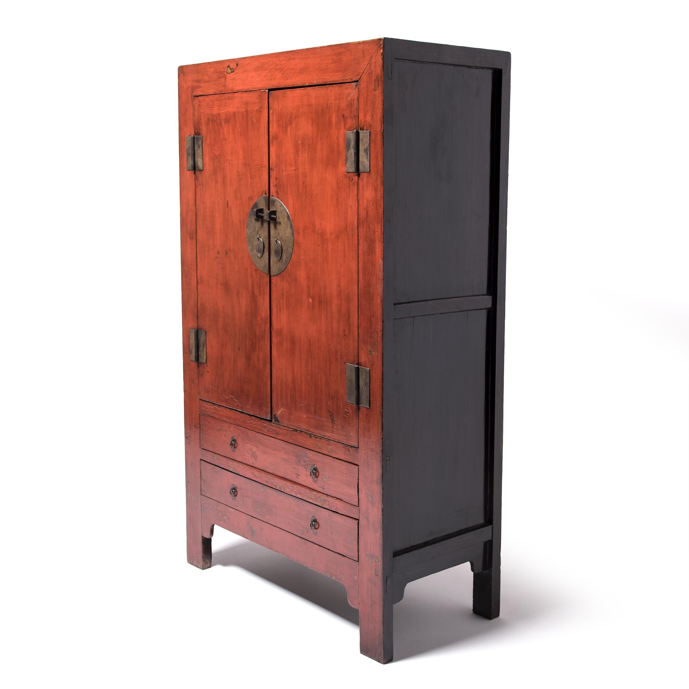 Qing Chinese Tall Lacquered Dowry Cabinet